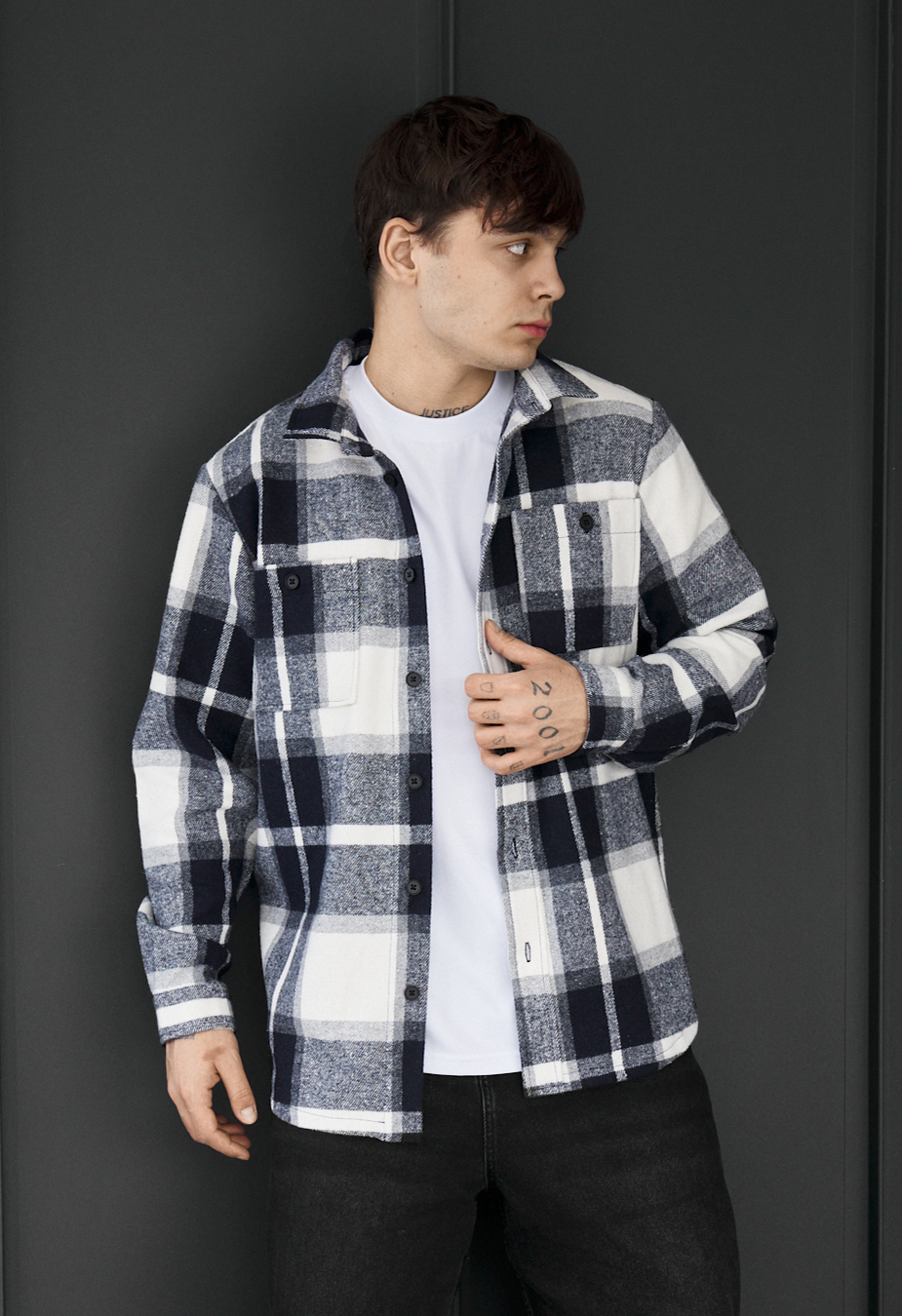 Koszula Staff squares white & gray