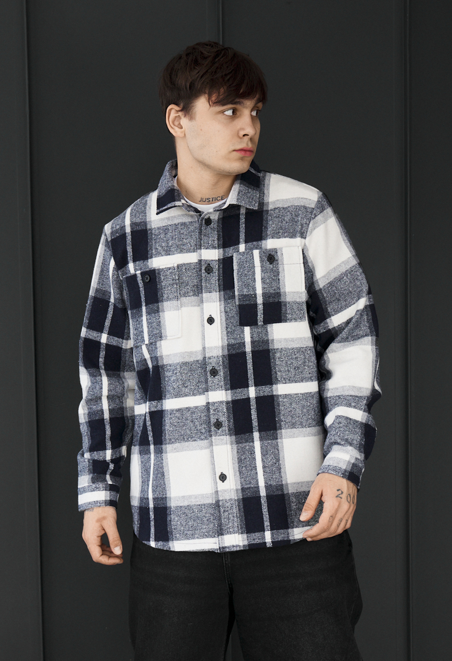 Koszula Staff squares white & gray