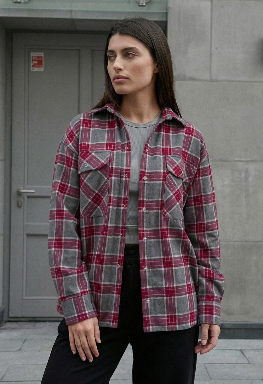 Koszula Staff mar gray & bordo