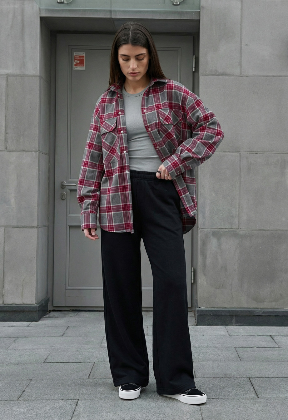 Koszula Staff mar gray & bordo