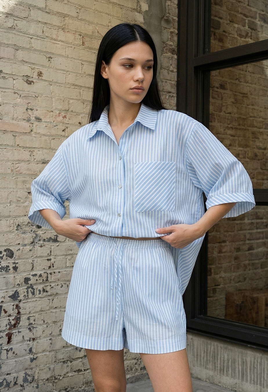 Komplet koszula+spodenki Staff so light blue oversize