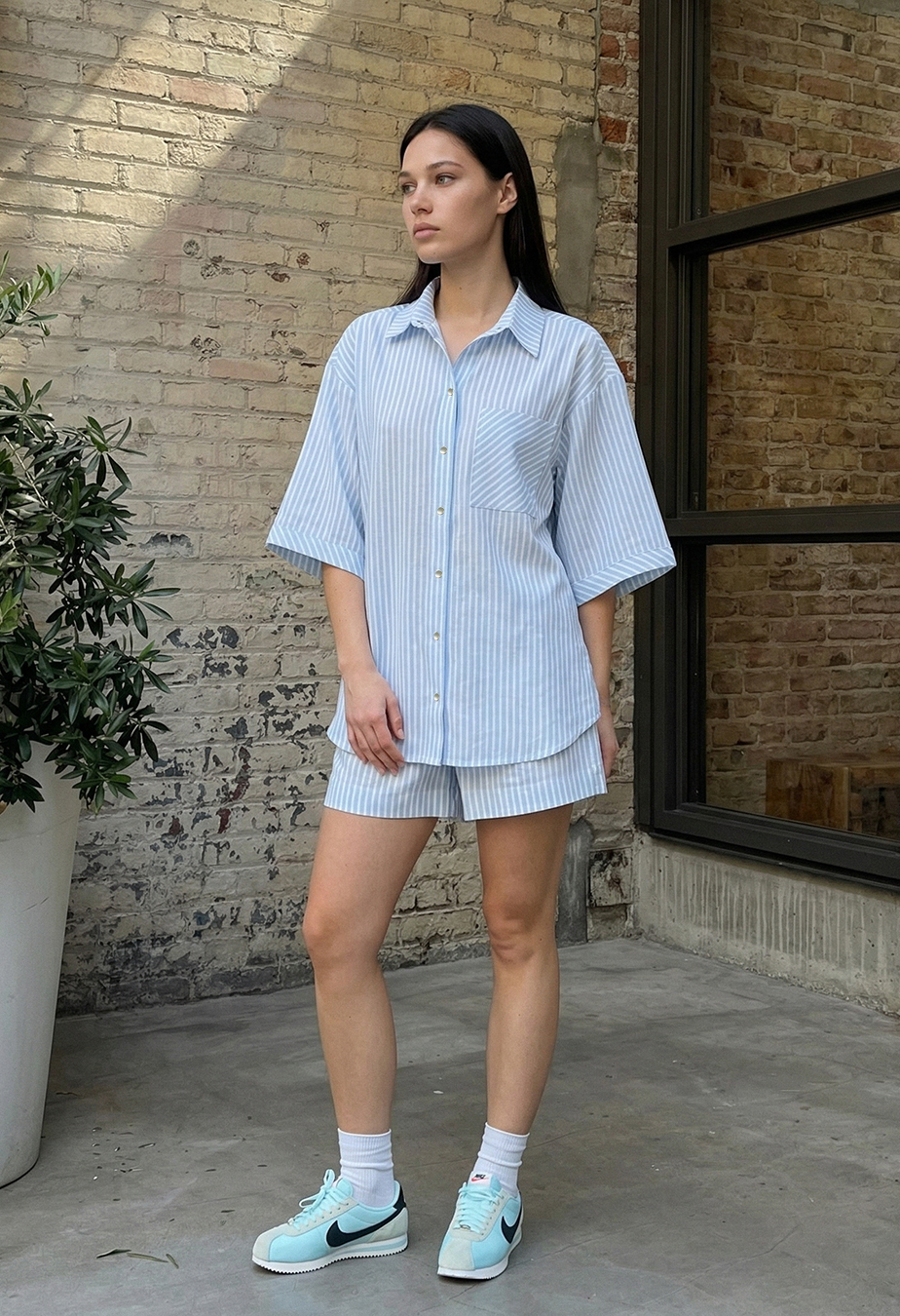 Komplet koszula+spodenki Staff so light blue oversize