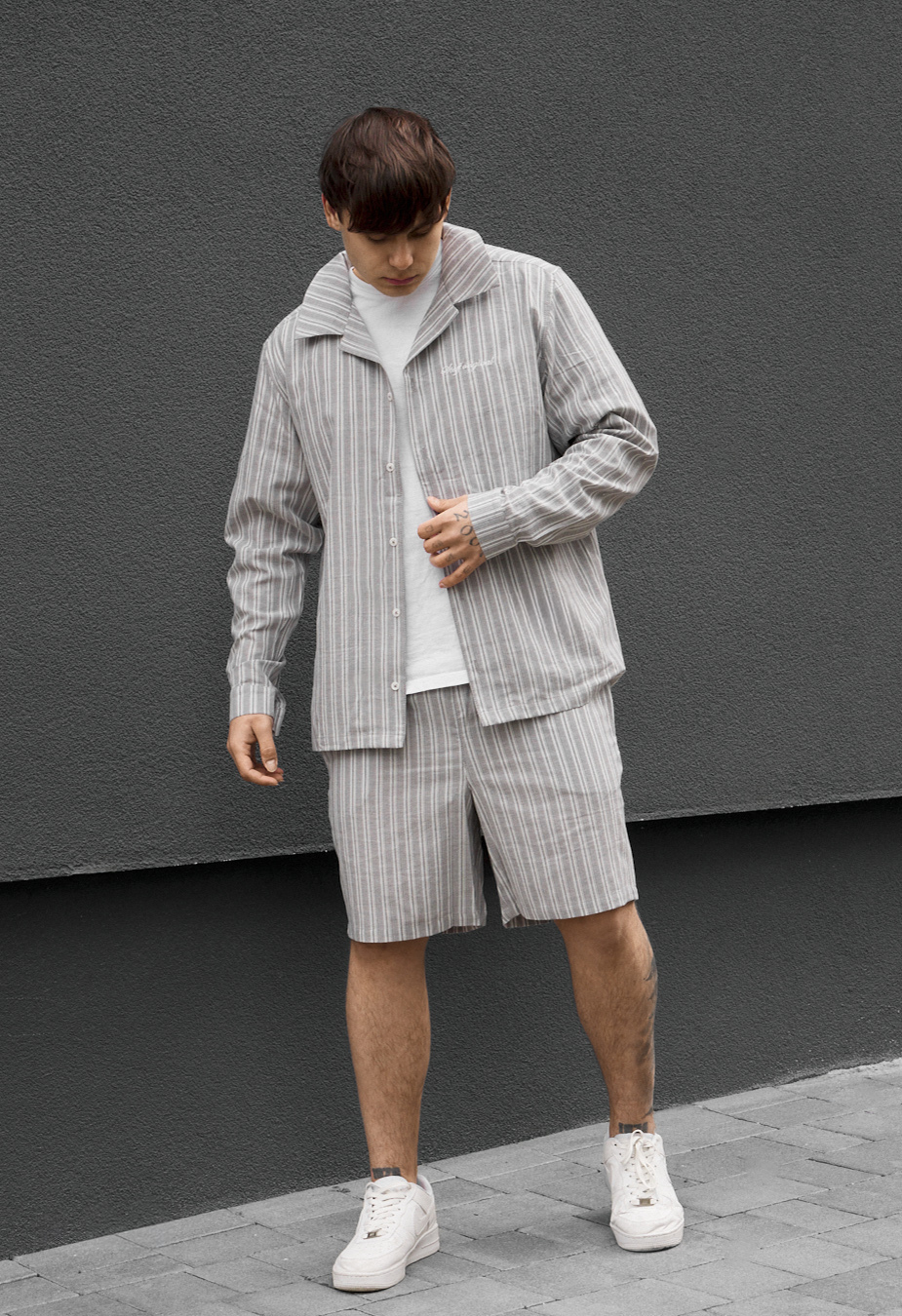 Komplet koszula + spodenki Staff mis light gray