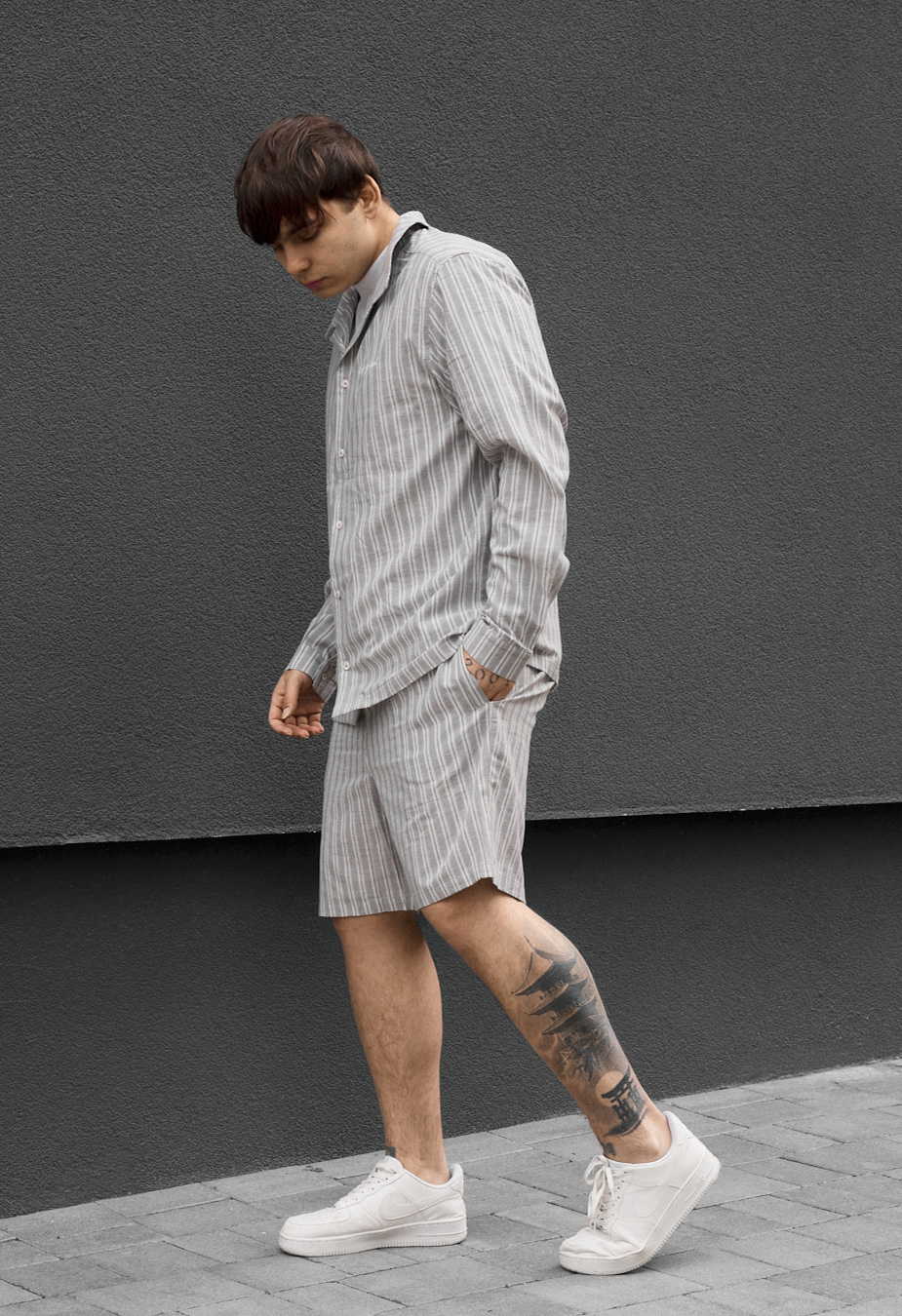 Komplet koszula + spodenki Staff mis light gray