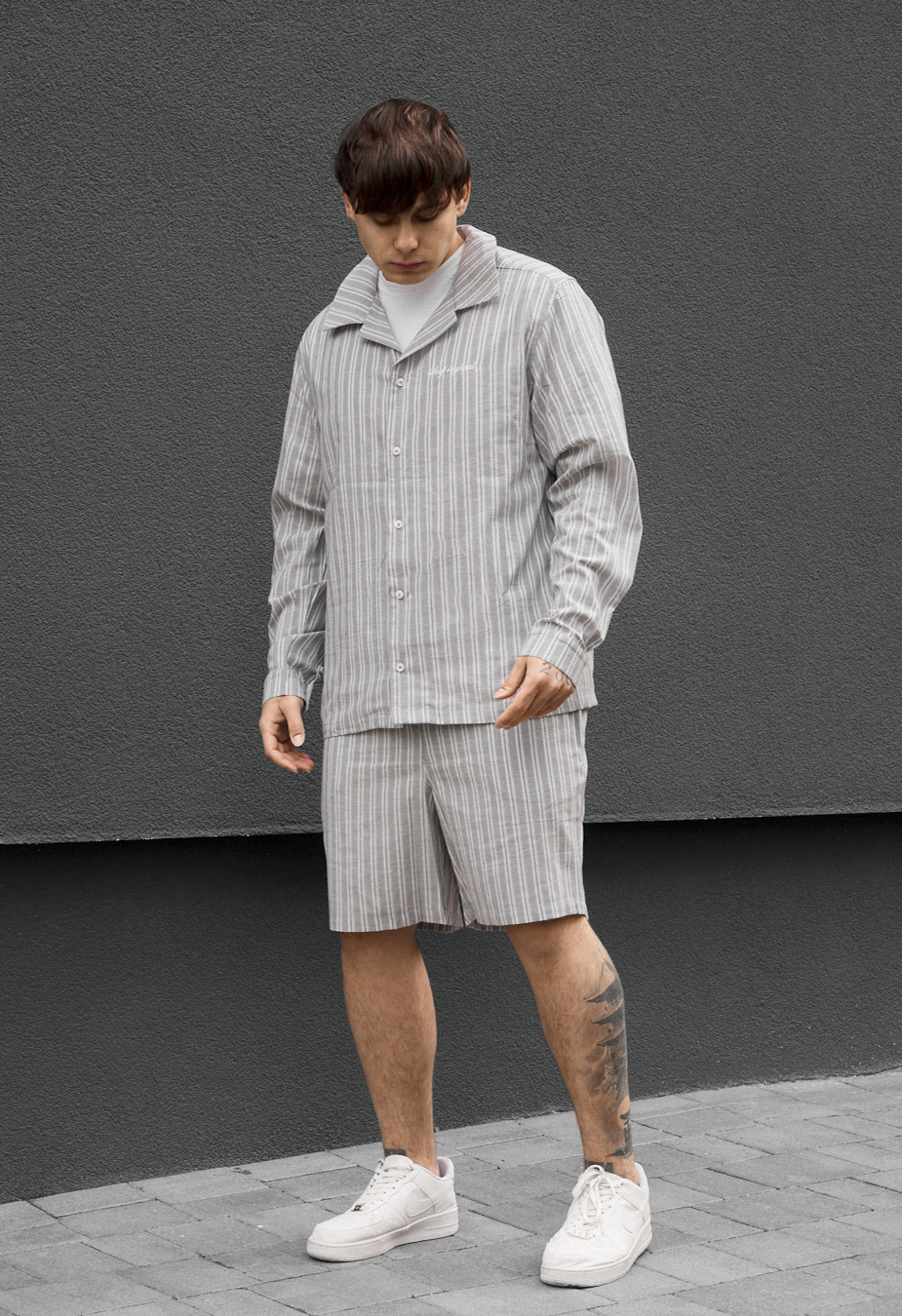 Komplet koszula + spodenki Staff mis light gray