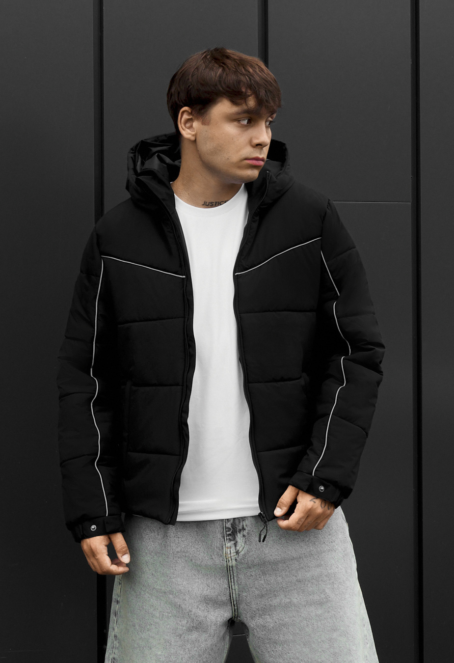 Kurtka Staff logo black reflective