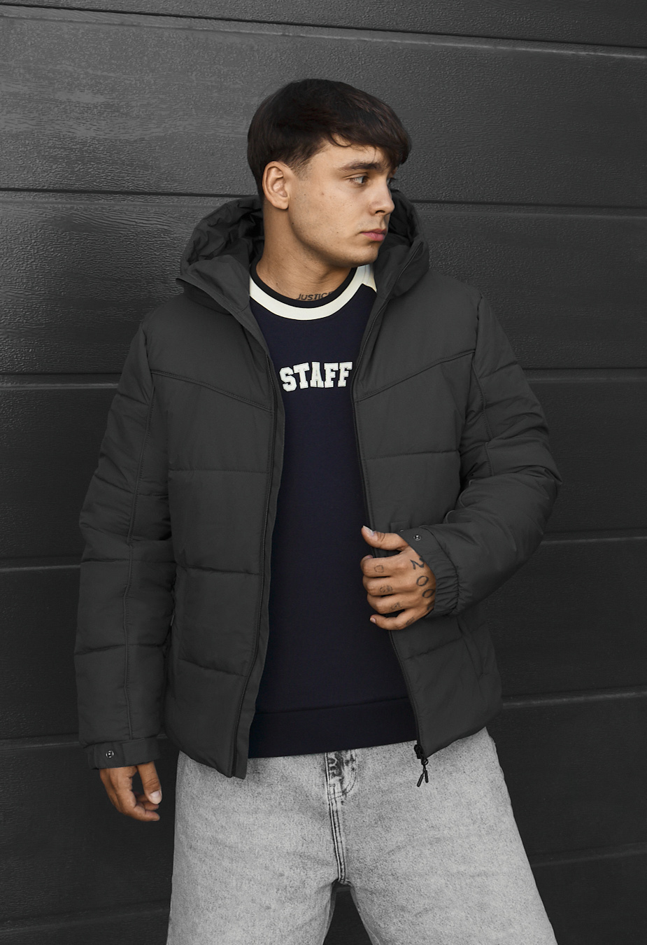 Kurtka przejściowa Staff logo dark gray reflective