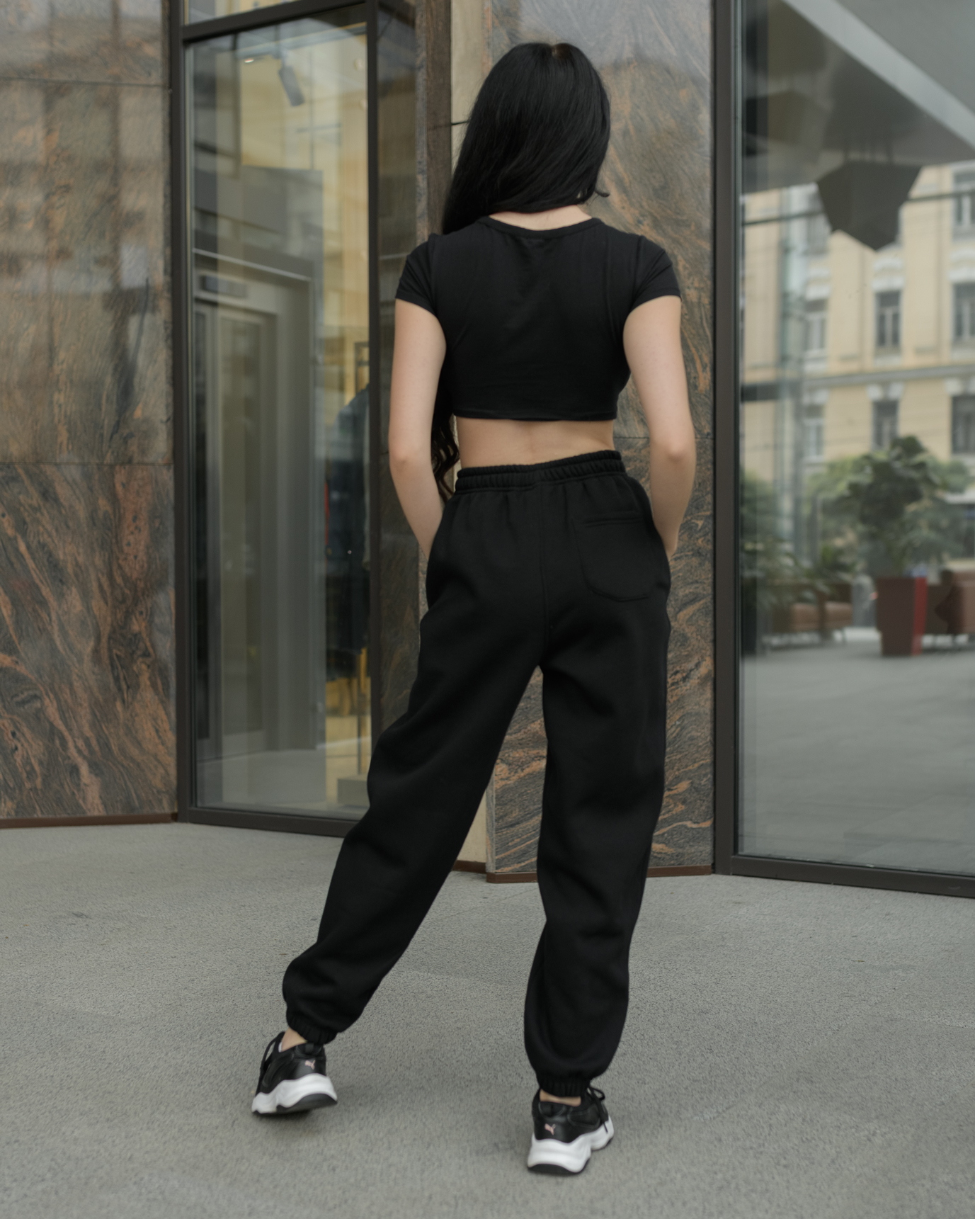Damskie spodnie dresowe Staff black oversize fleece
