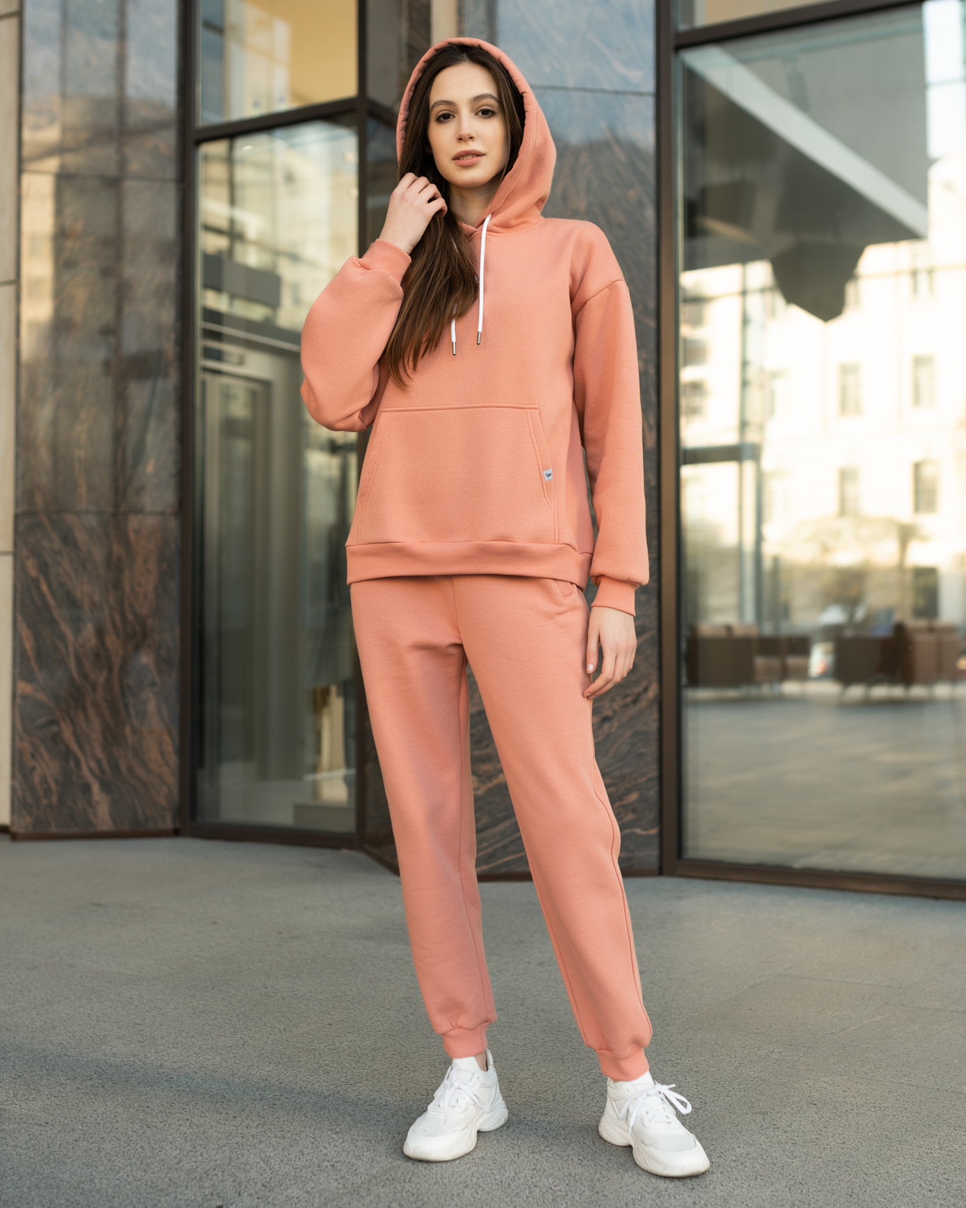 Damski komplet dresowy Staff pi peach oversize fleece