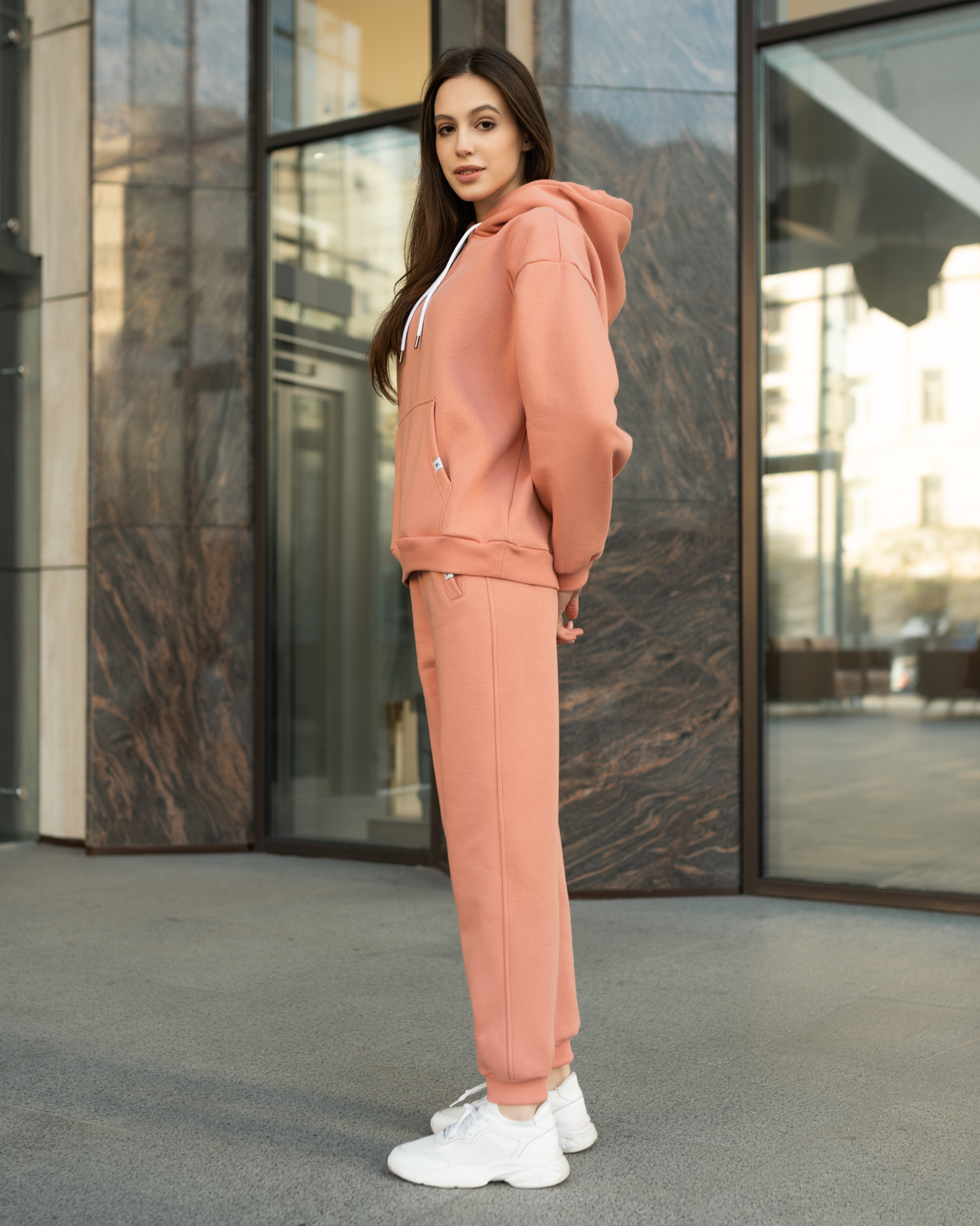 Damski komplet dresowy Staff pi peach oversize fleece