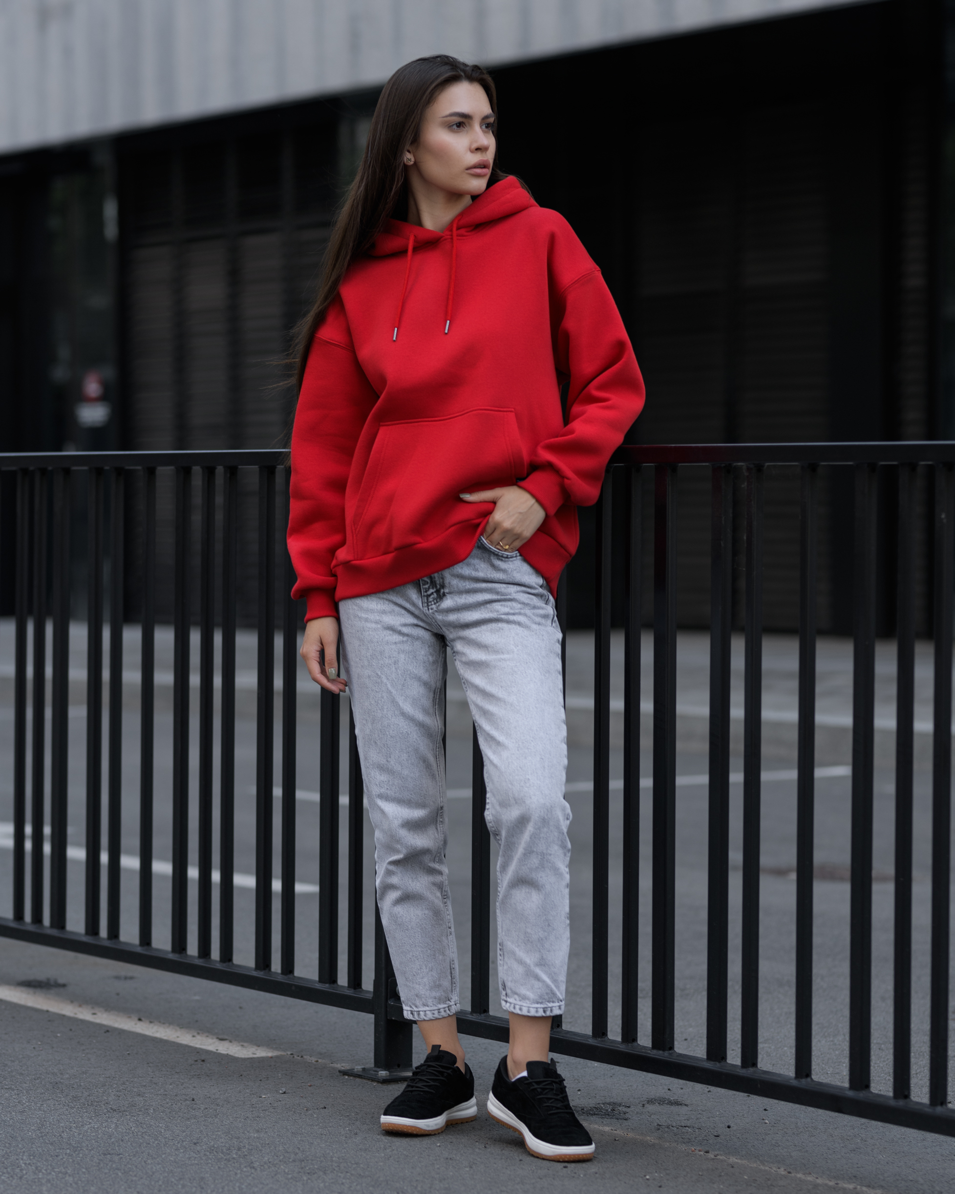 Damska bluza Staff red oversize fleece