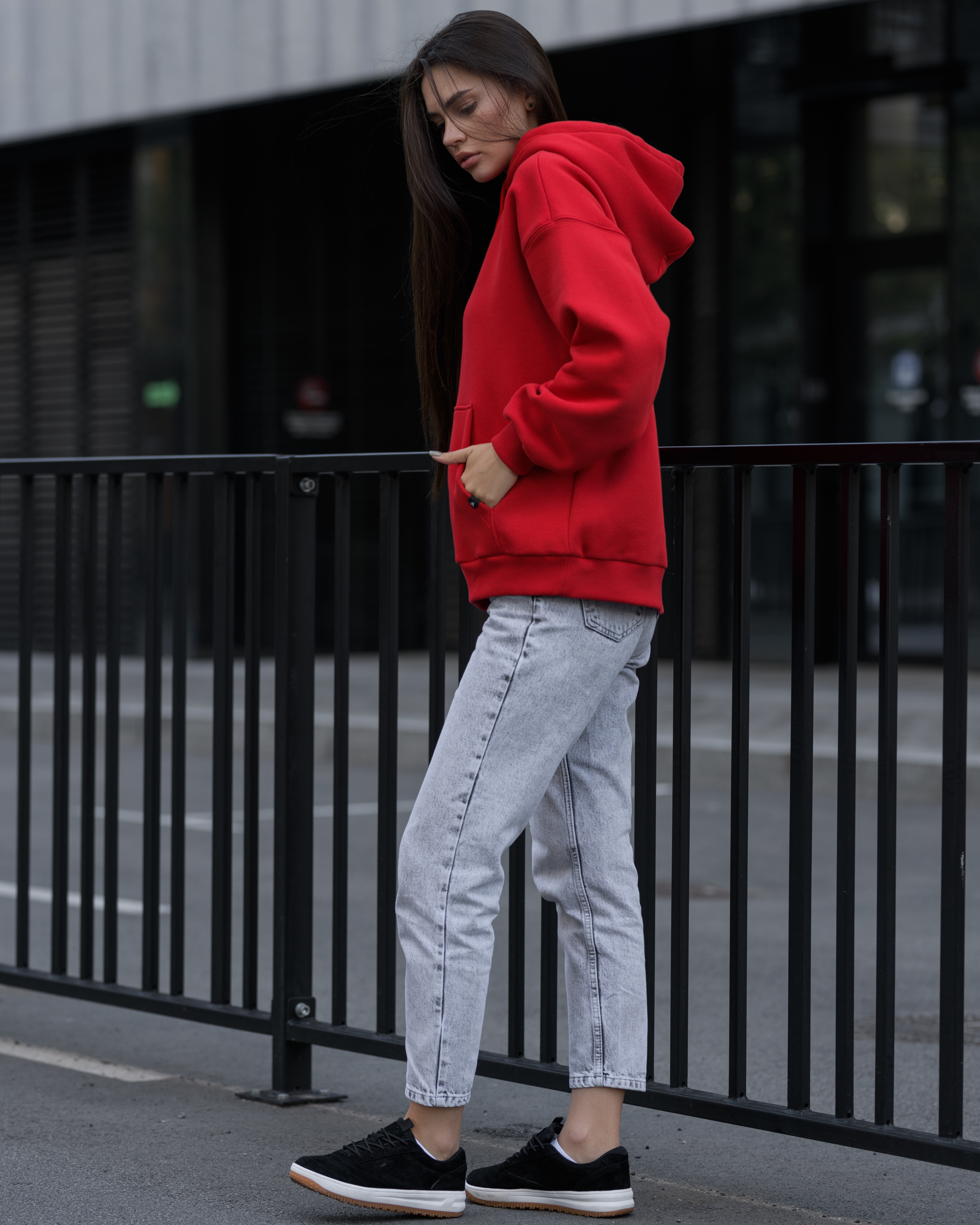 Damska bluza Staff red oversize fleece