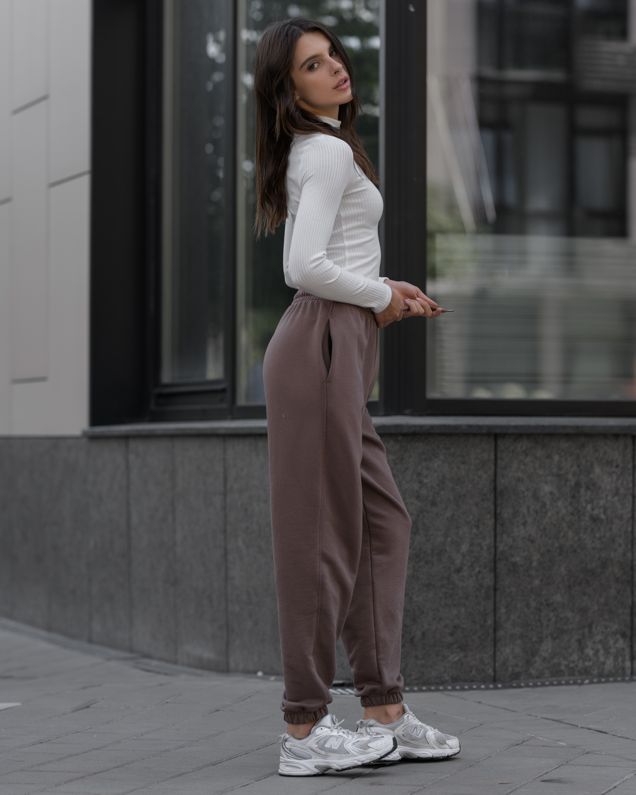 Damskie dresy sportove Staff brown oversize