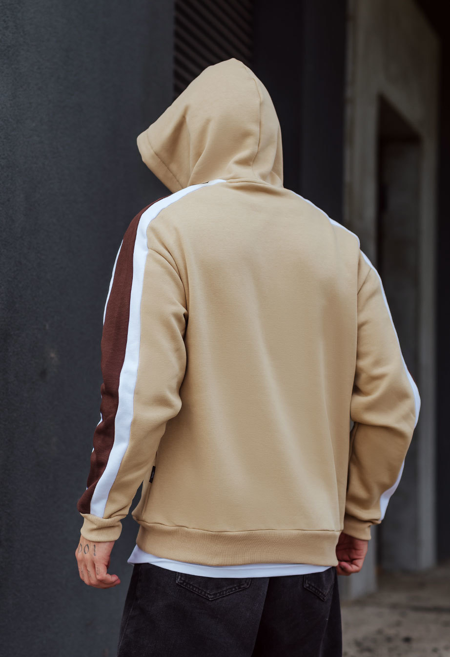 Bluza Staff logo colorblock beige fleece