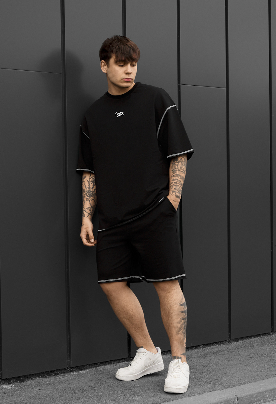 Komplet koszulka + spodenki Staff black logo lio oversize