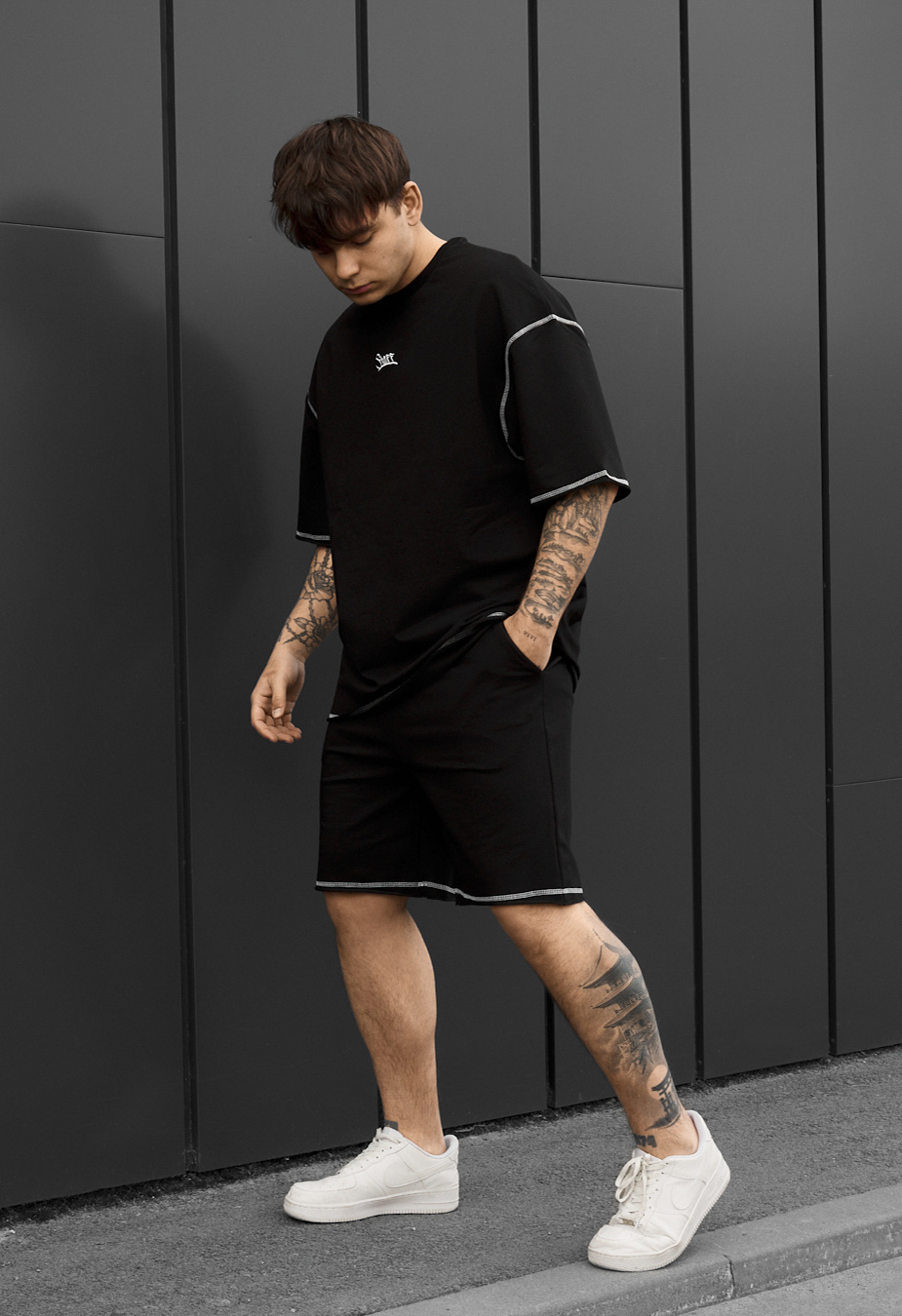 Komplet koszulka + spodenki Staff black logo lio oversize