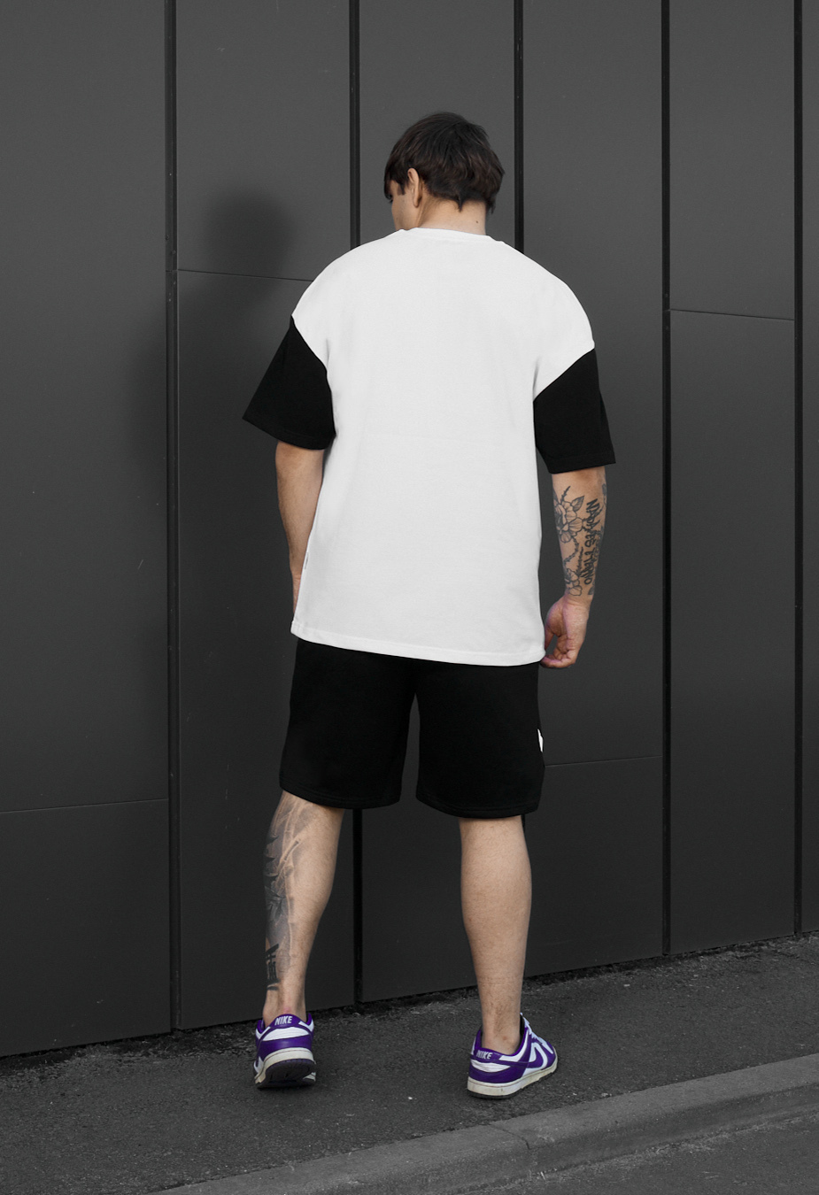 Komplet koszulka + spodenki Staff ft black & white oversize
