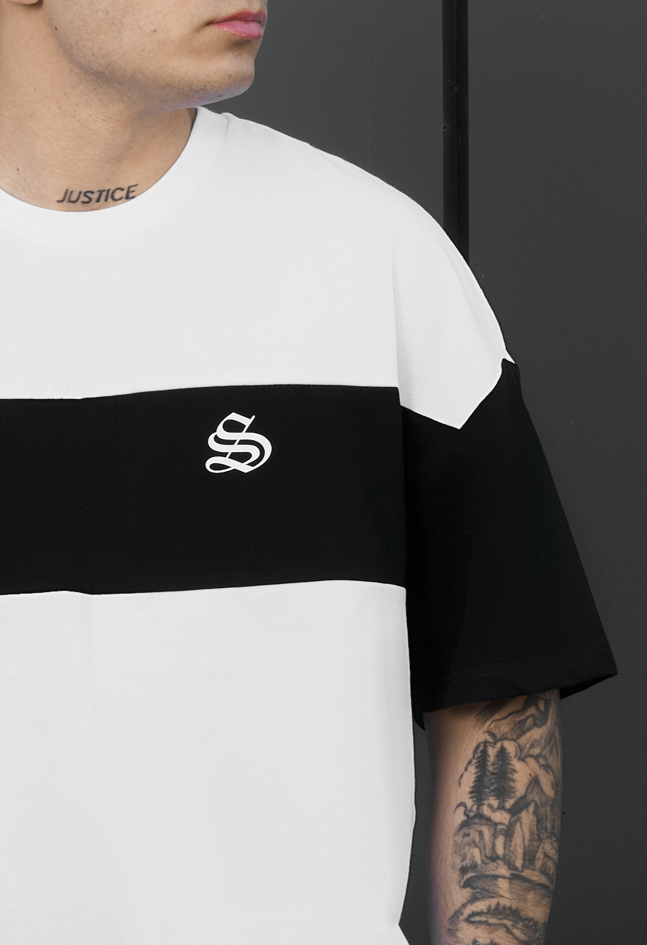 Komplet koszulka + spodenki Staff ft black & white oversize