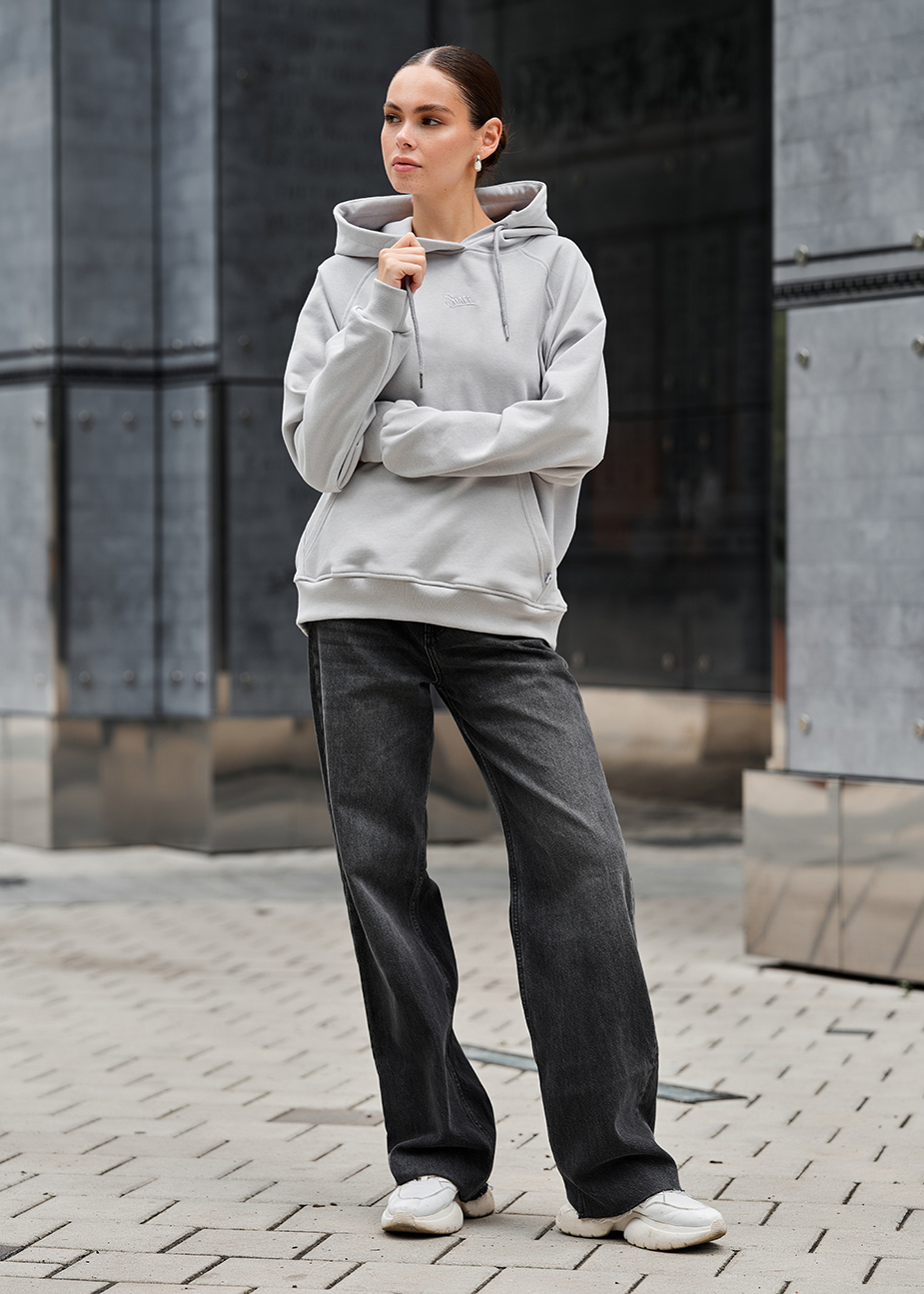 Damska bluza z kapturem light gray logo oversize