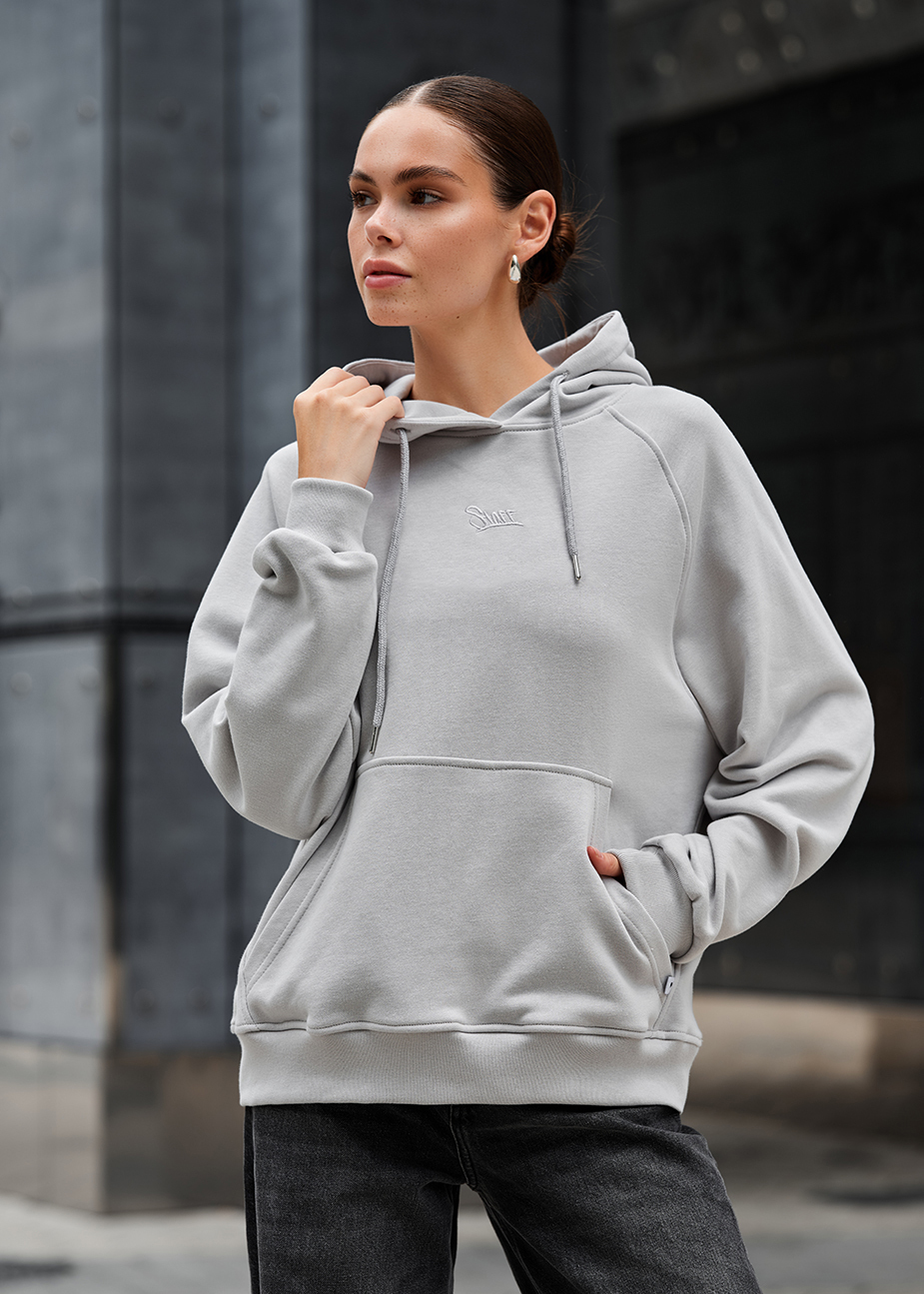 Damska bluza z kapturem light gray logo oversize