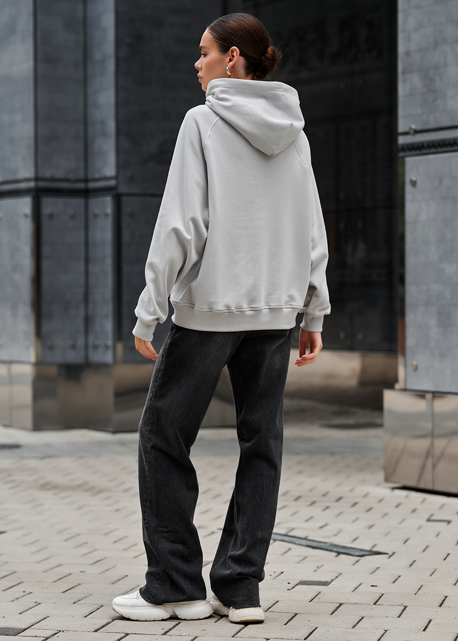 Damska bluza z kapturem light gray logo oversize