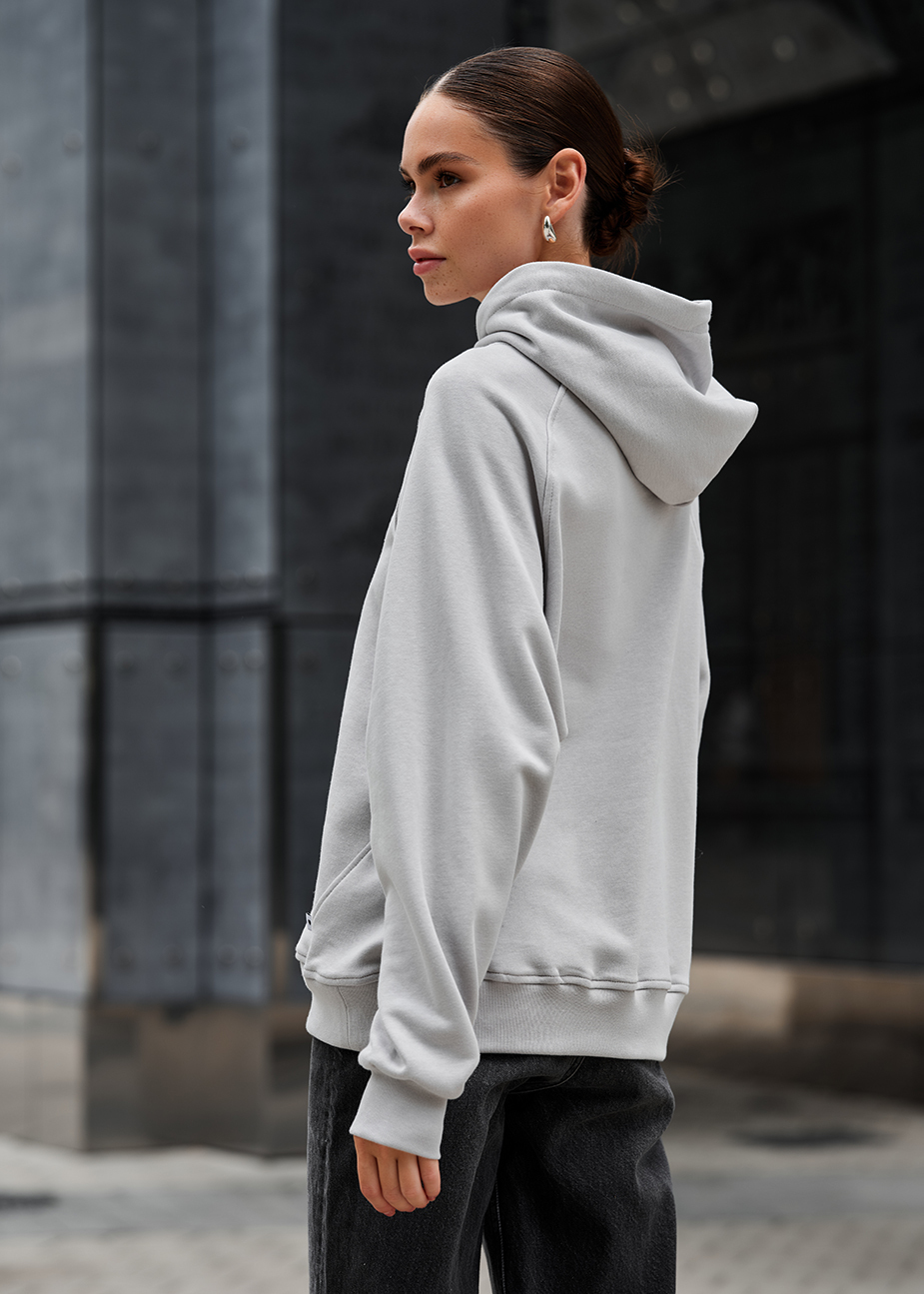 Damska bluza z kapturem light gray logo oversize