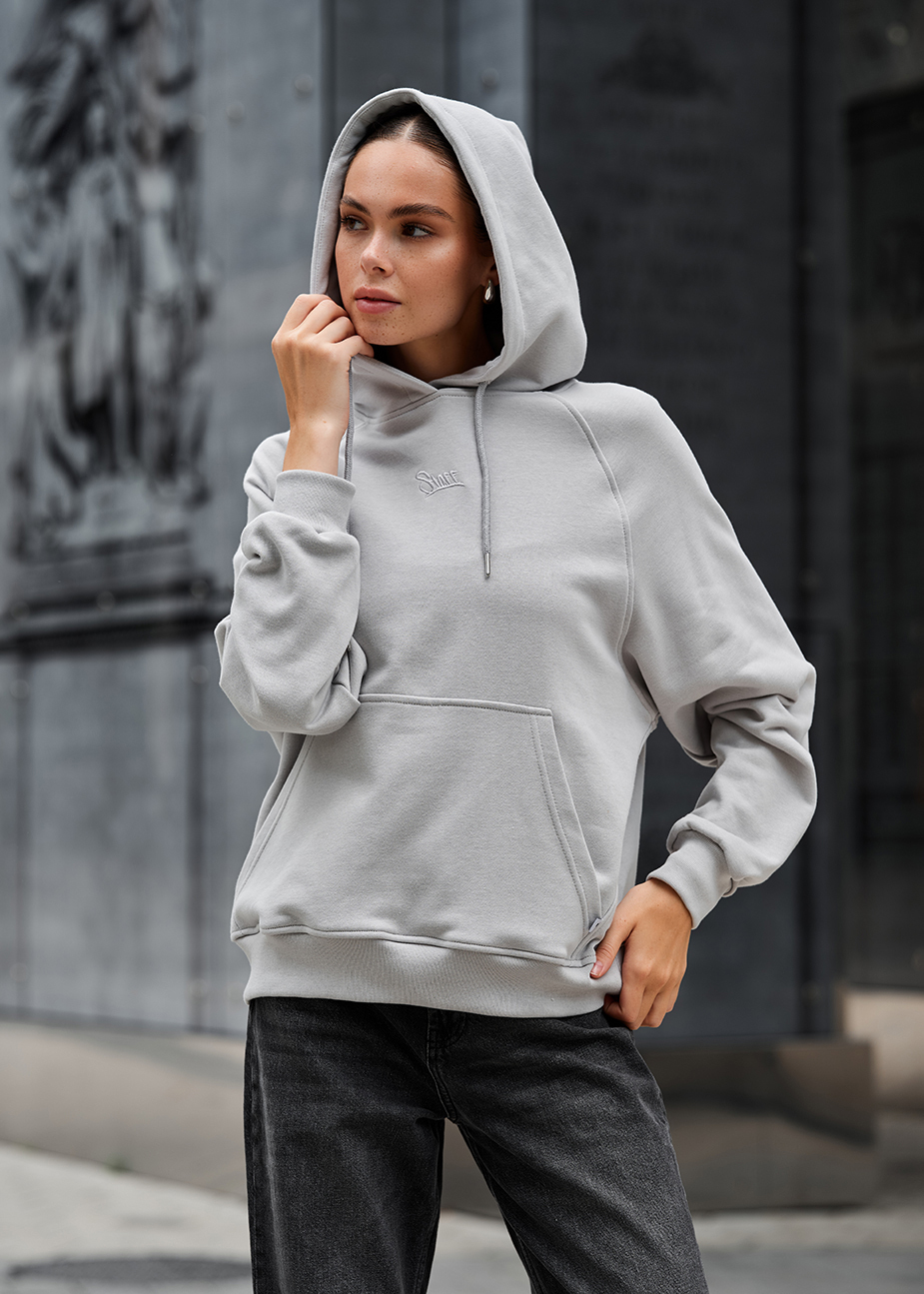 Damska bluza z kapturem light gray logo oversize