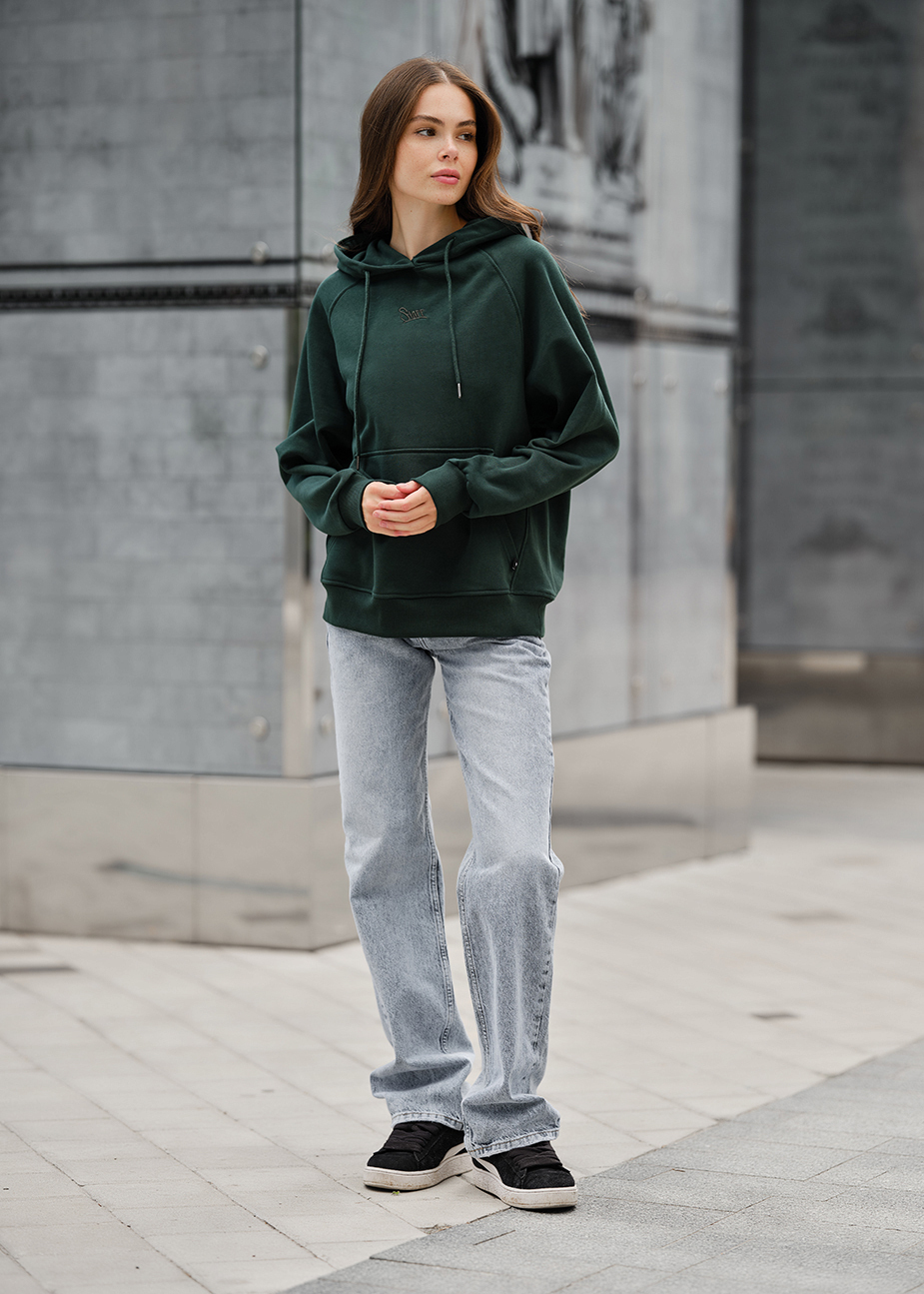 Damska bluza z kapturem Staff green logo oversize