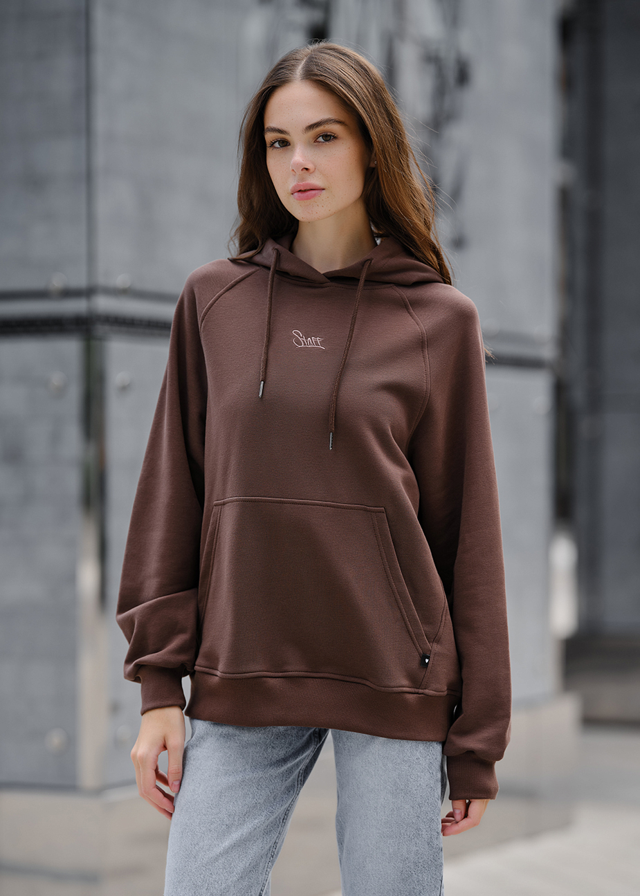 Damska bluza z kapturem Staff brown logo oversize