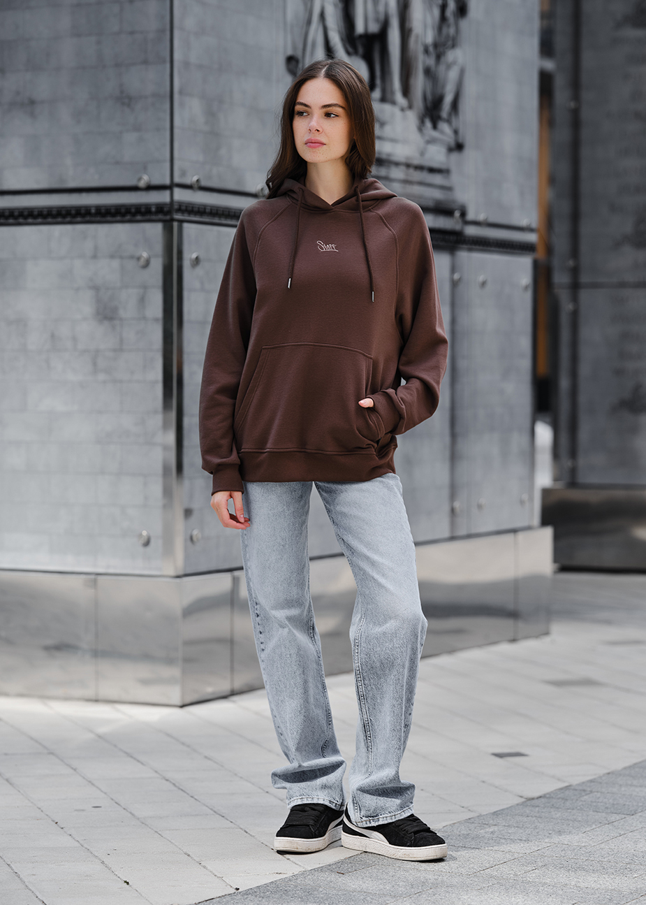 Damska bluza z kapturem Staff brown logo oversize