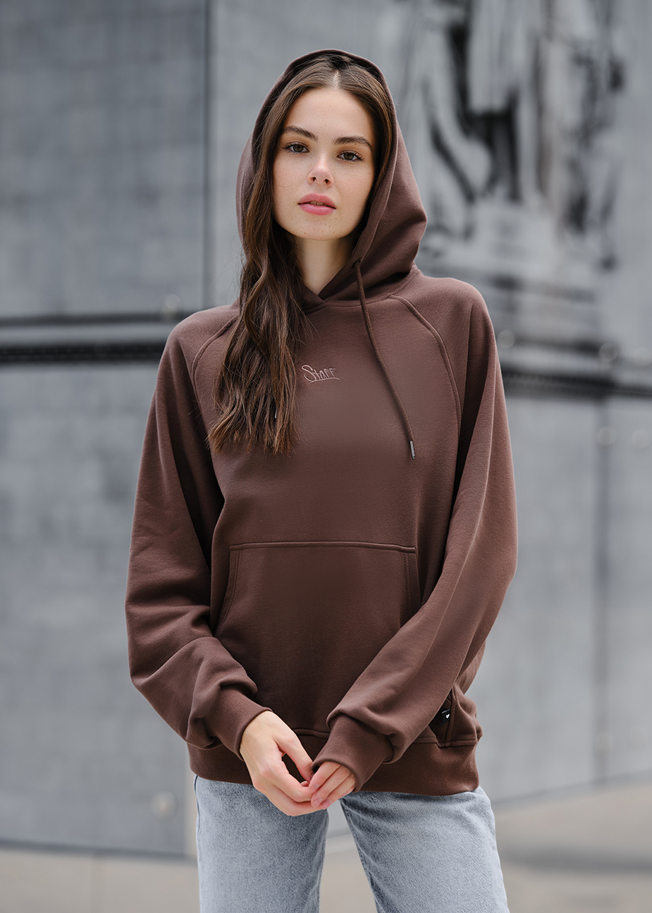 Damska bluza z kapturem Staff brown logo oversize