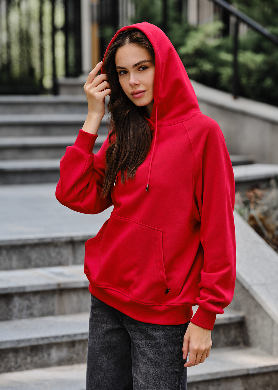 Damska bluza z kapturem Staff red logo oversize