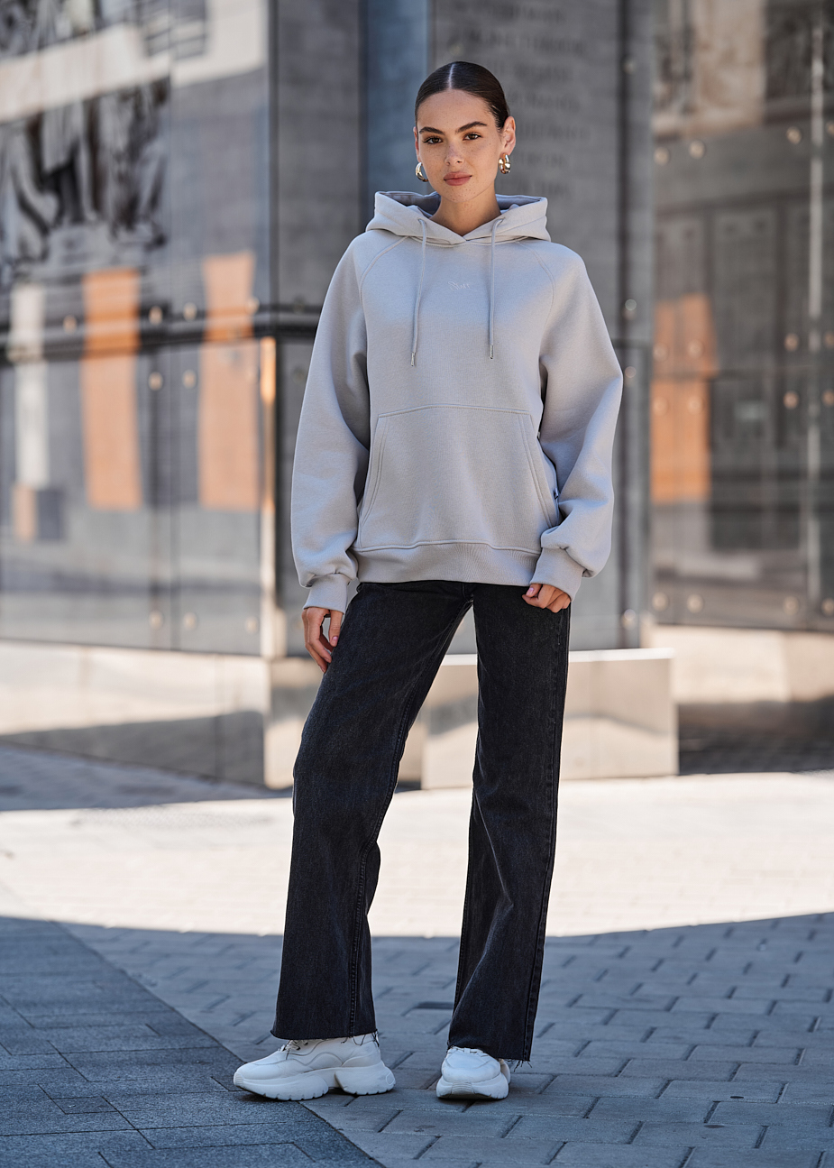 Bluza z kapturem damska Staff am light gray oversize fleece