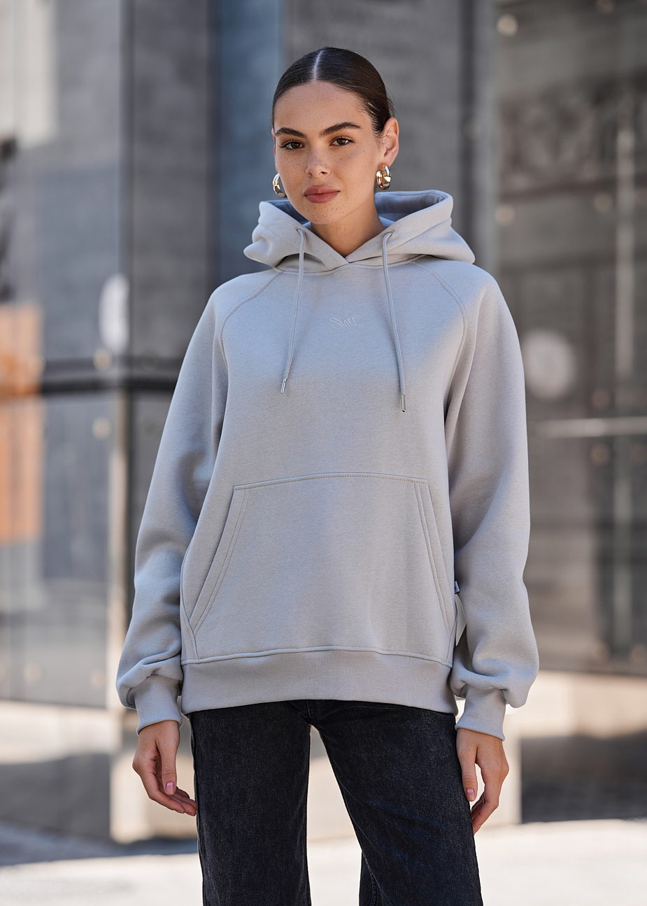 Bluza z kapturem damska Staff am light gray oversize fleece