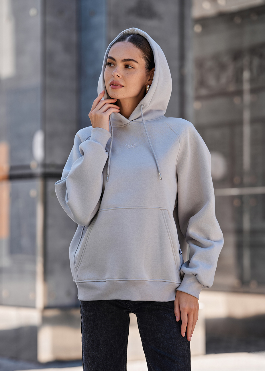 Bluza z kapturem damska Staff am light gray oversize fleece