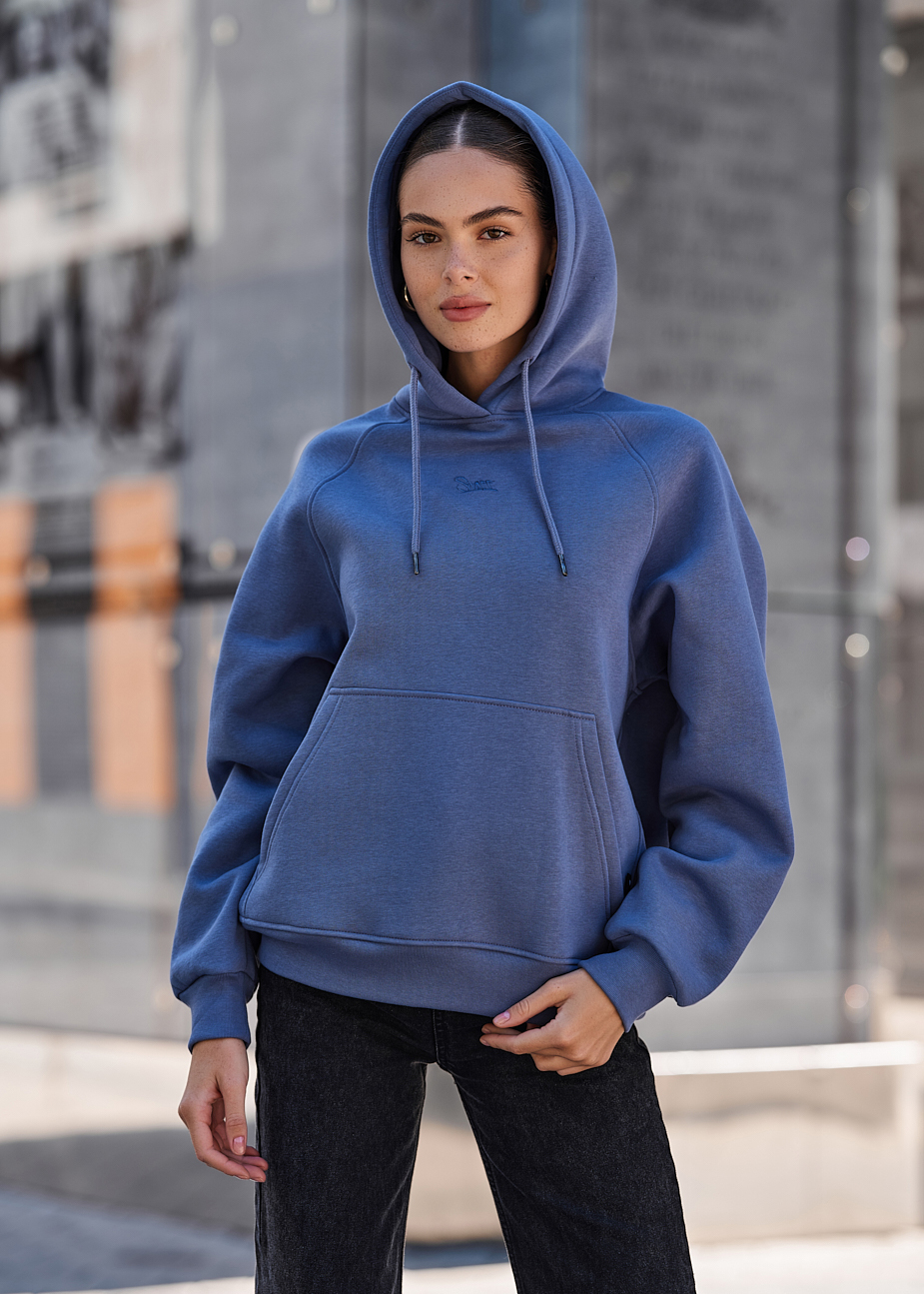 Damska bluza z kapturem Staff am blue oversize fleece