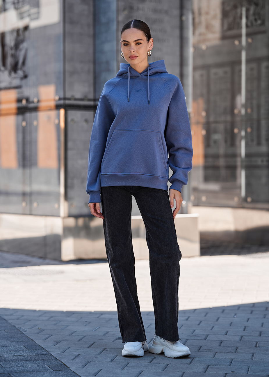 Damska bluza z kapturem Staff am blue oversize fleece