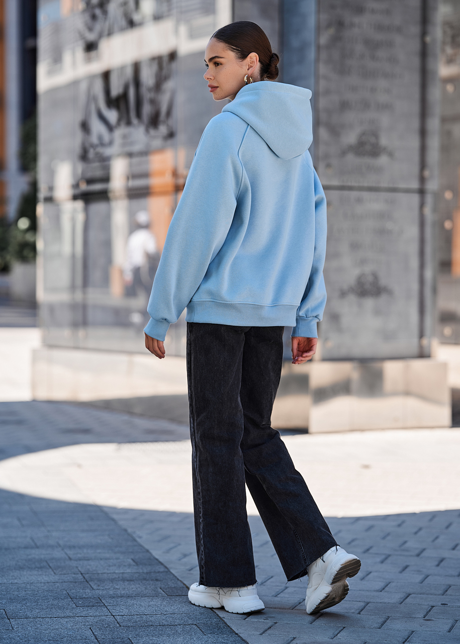 Damska bluza z kapturem Staff am light blue oversize fleece