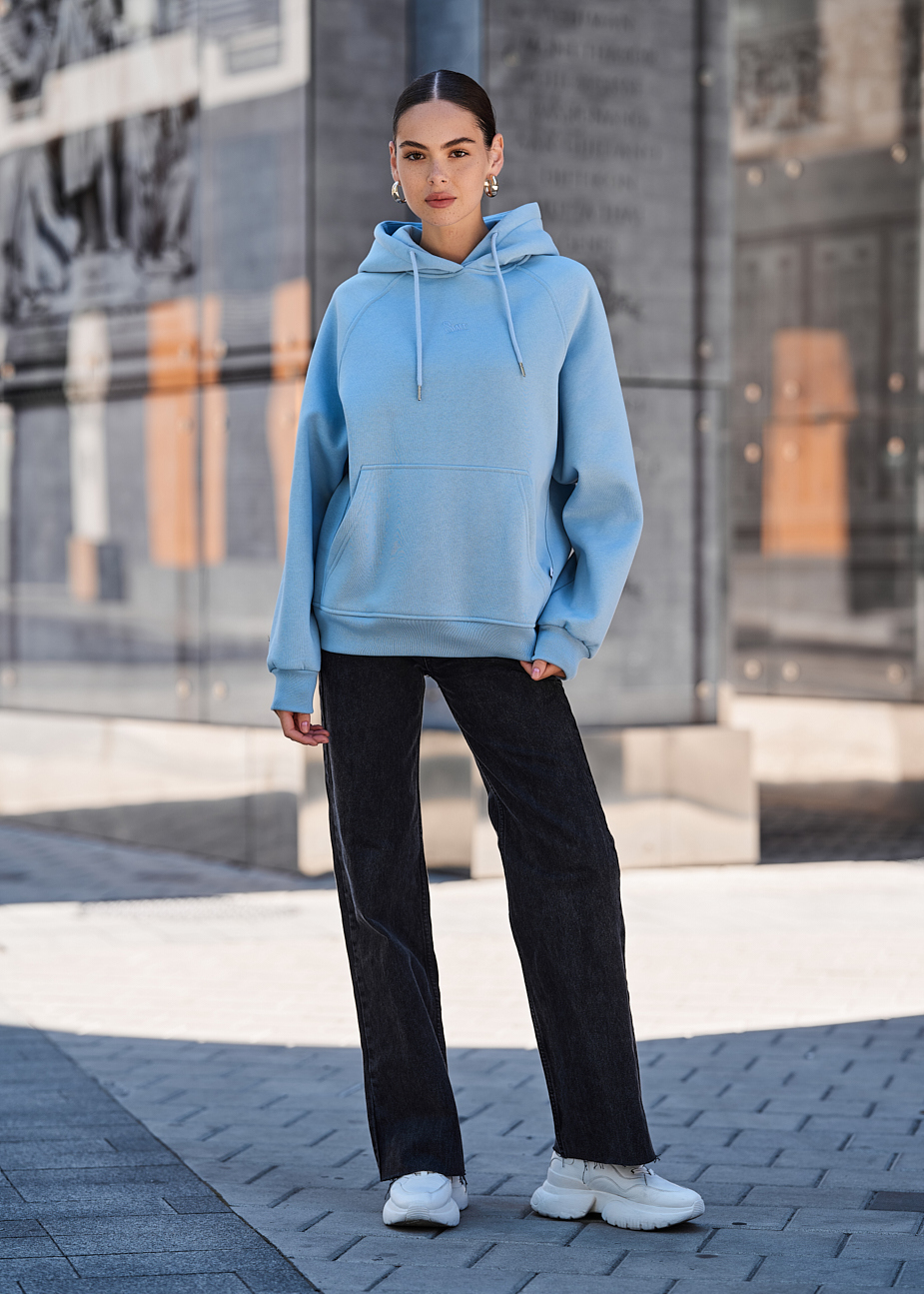 Damska bluza z kapturem Staff am light blue oversize fleece