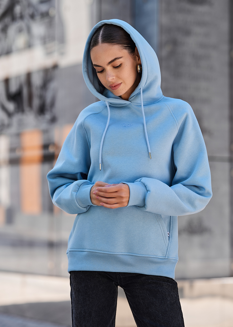 Damska bluza z kapturem Staff am light blue oversize fleece