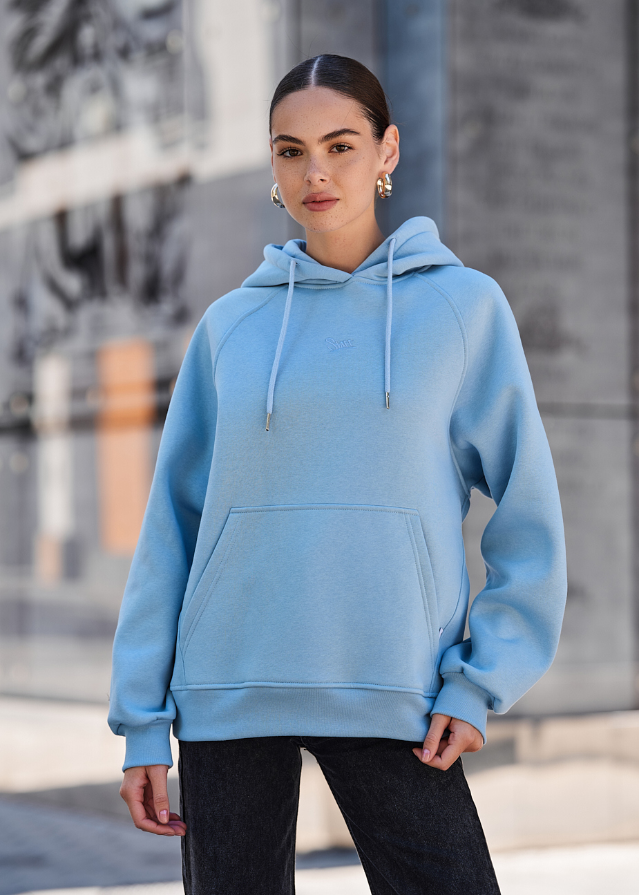 Damska bluza z kapturem Staff am light blue oversize fleece