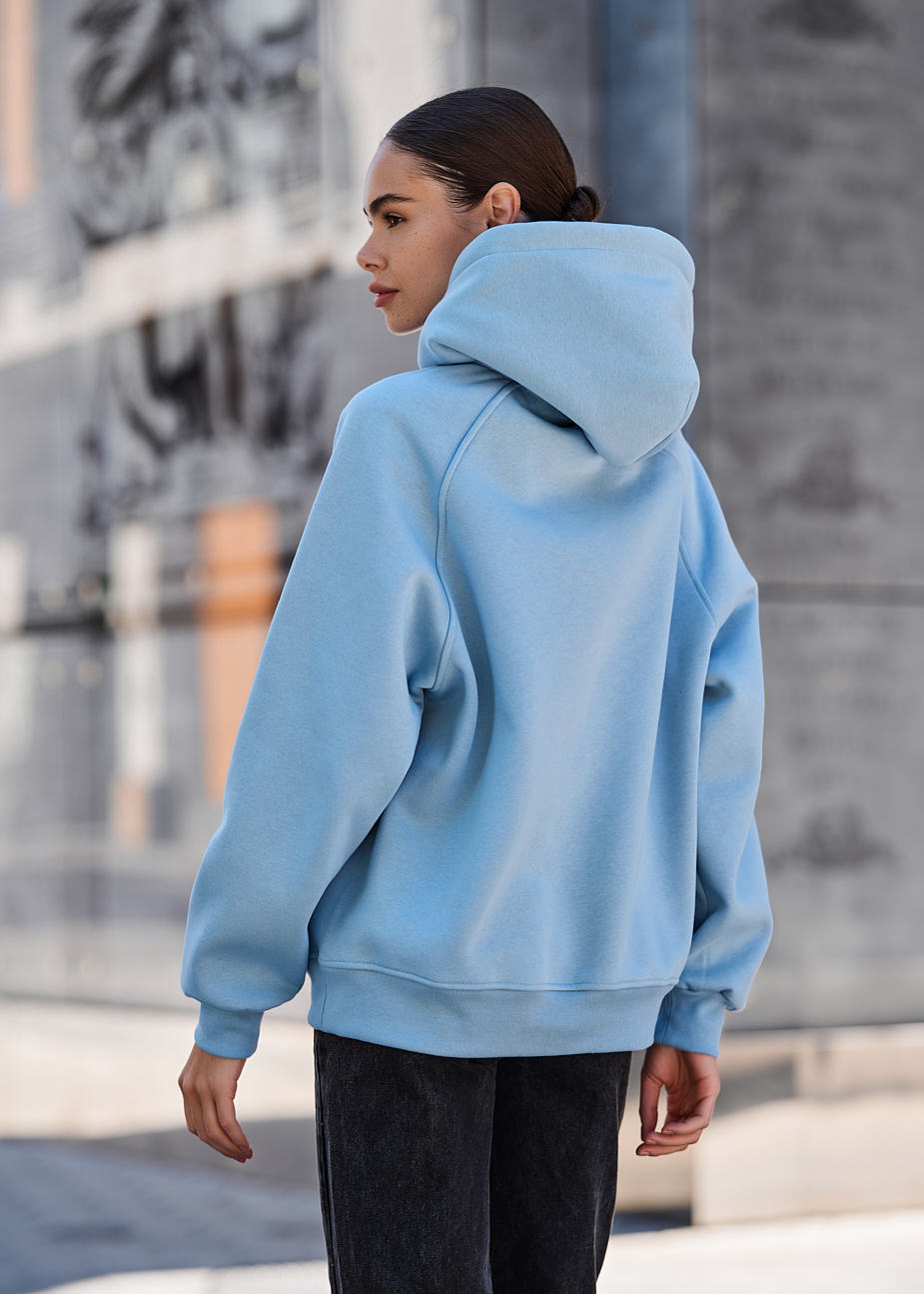 Damska bluza z kapturem Staff am light blue oversize fleece