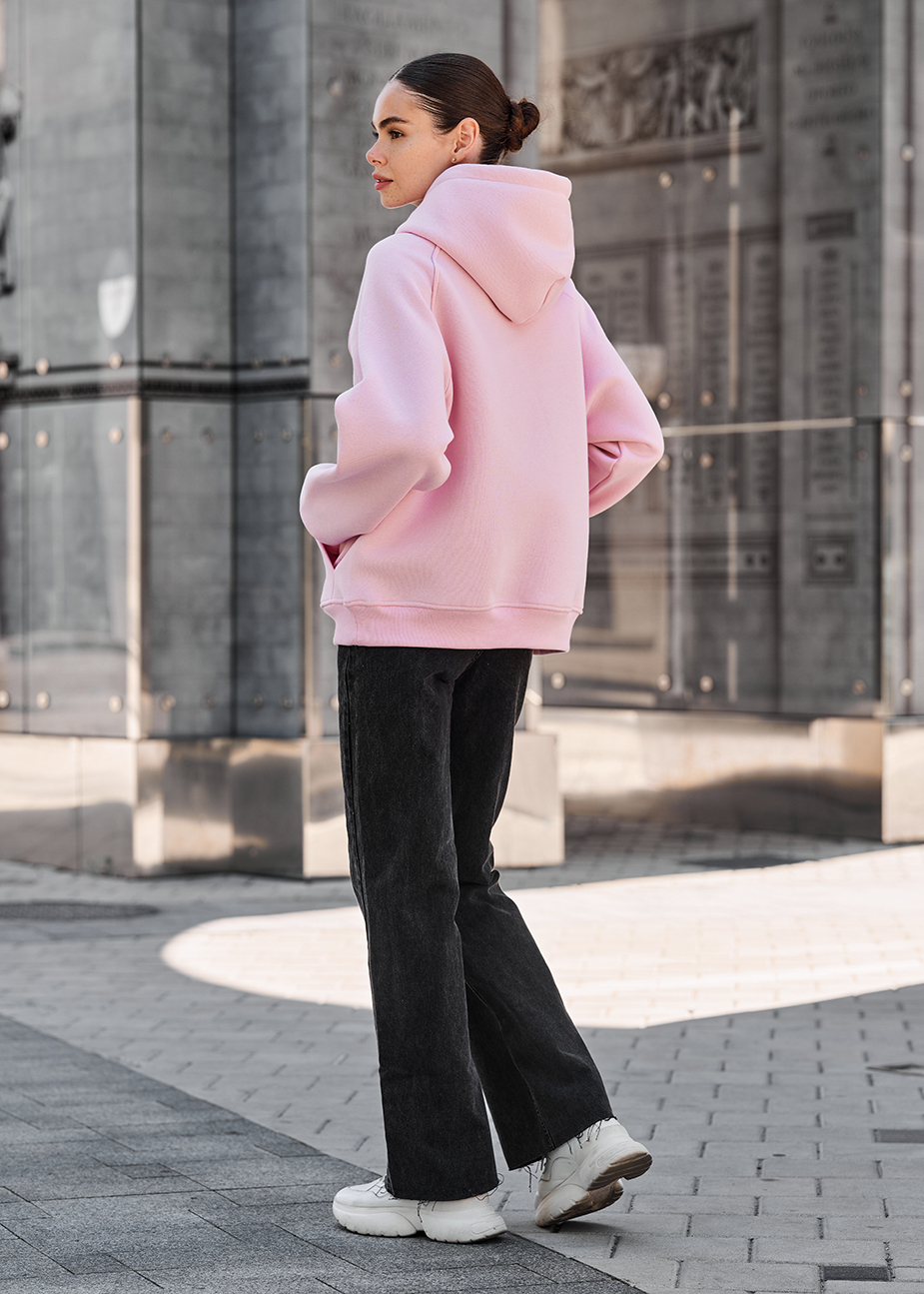 Damska bluza z kapturem Staff am pink oversize fleece