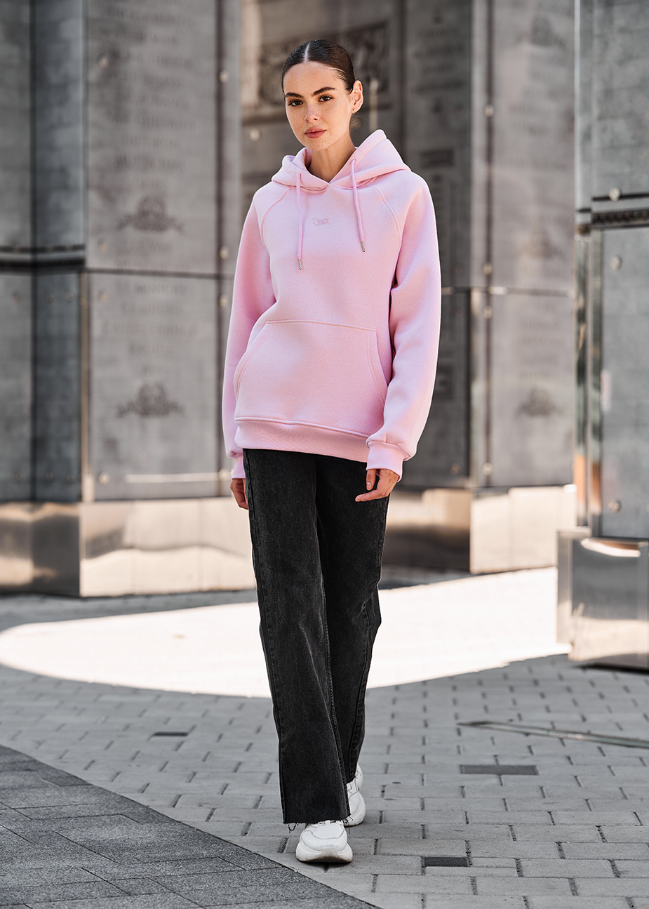 Damska bluza z kapturem Staff am pink oversize fleece