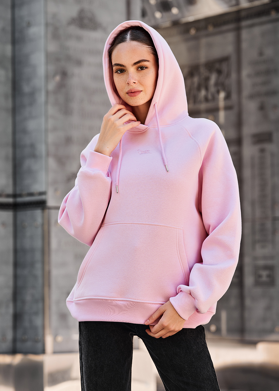 Damska bluza z kapturem Staff am pink oversize fleece