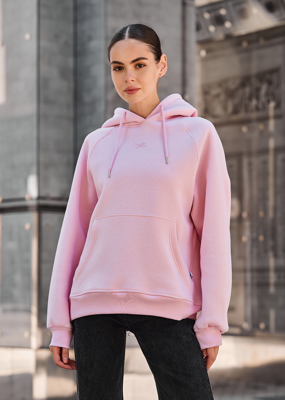 Damska bluza z kapturem Staff am pink oversize fleece