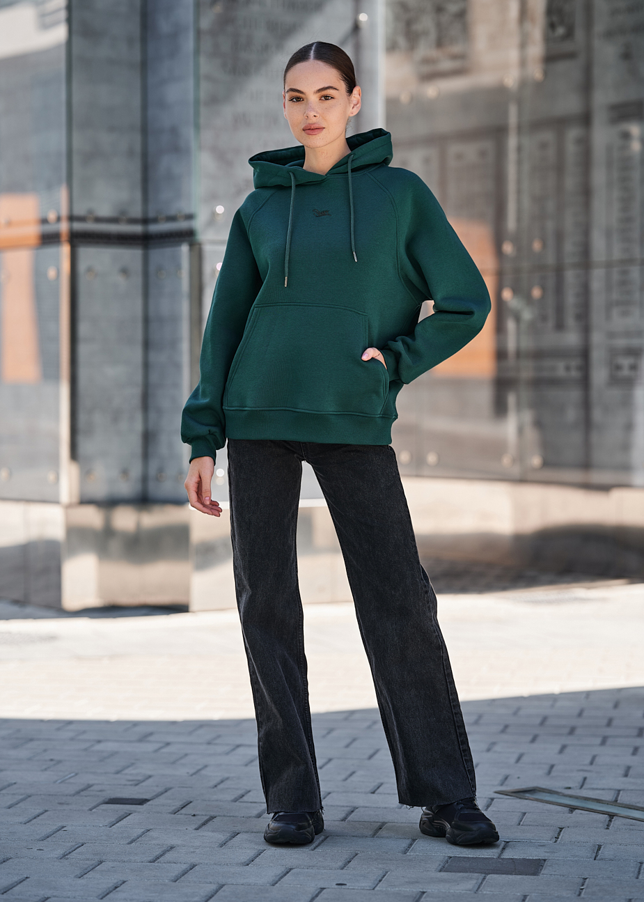 Damska bluza z kapturem Staff am green oversize fleece