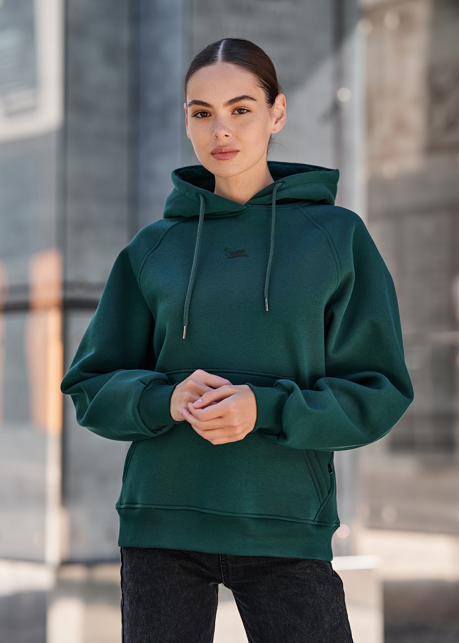 Damska bluza z kapturem Staff am green oversize fleece