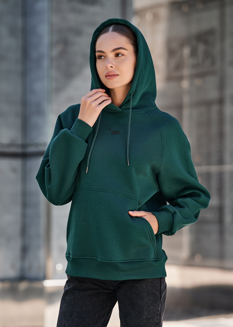 Damska bluza z kapturem Staff am green oversize fleece