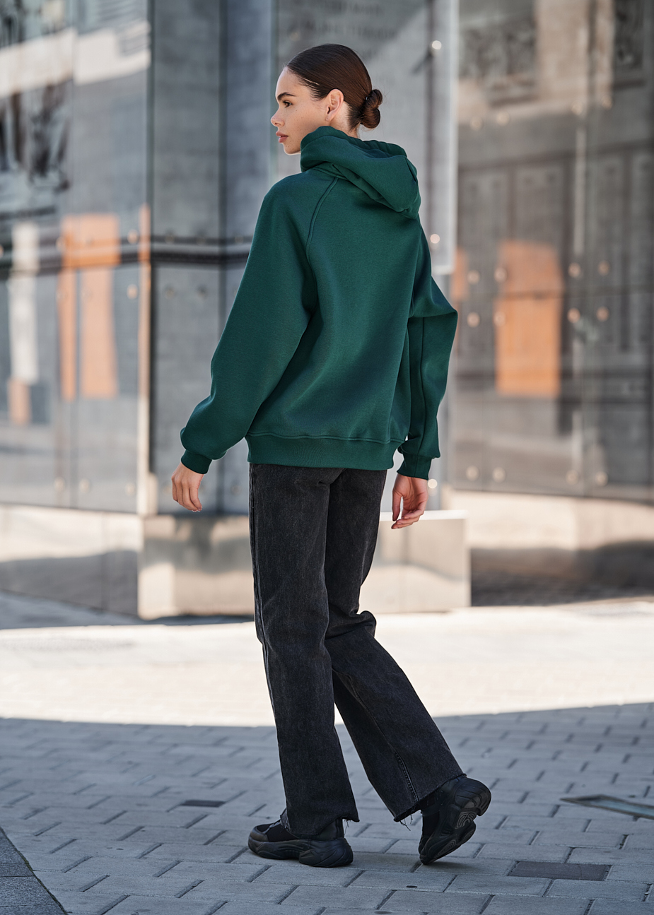 Damska bluza z kapturem Staff am green oversize fleece